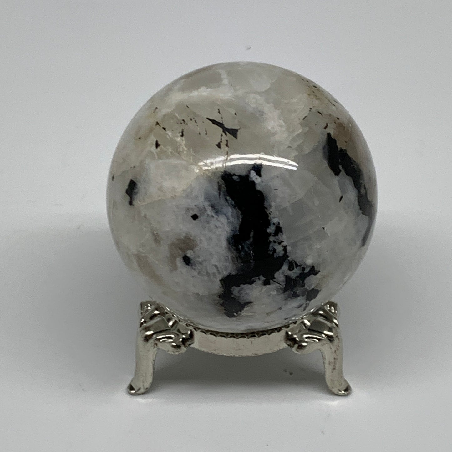 151g, 1.9"(48mm), Natural Rainbow Moonstone Sphere Ball Gemstone, B35026