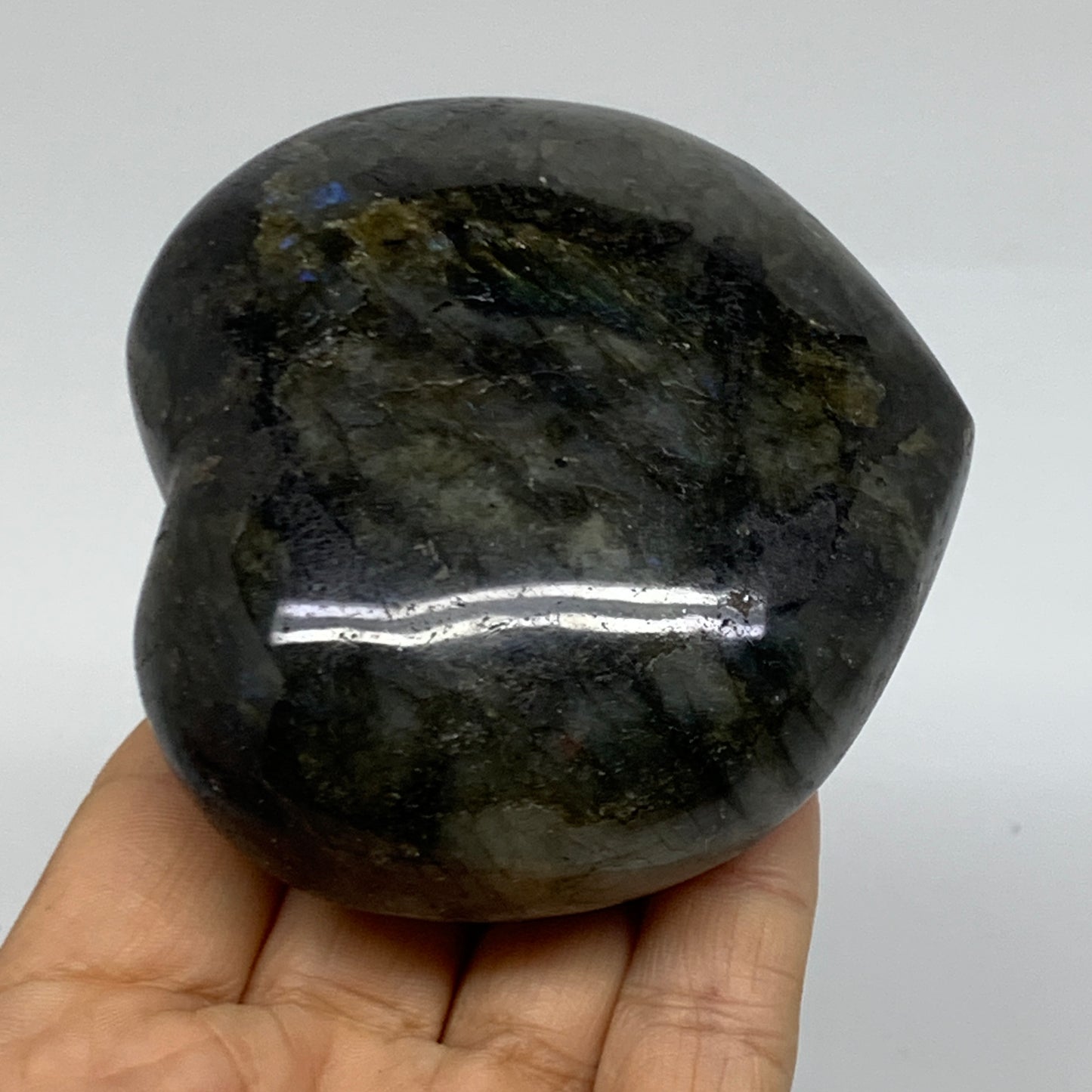 0.81 lbs, 3"x3.3"x1.5", Natural Labradorite Heart Polished Crystal, B37247