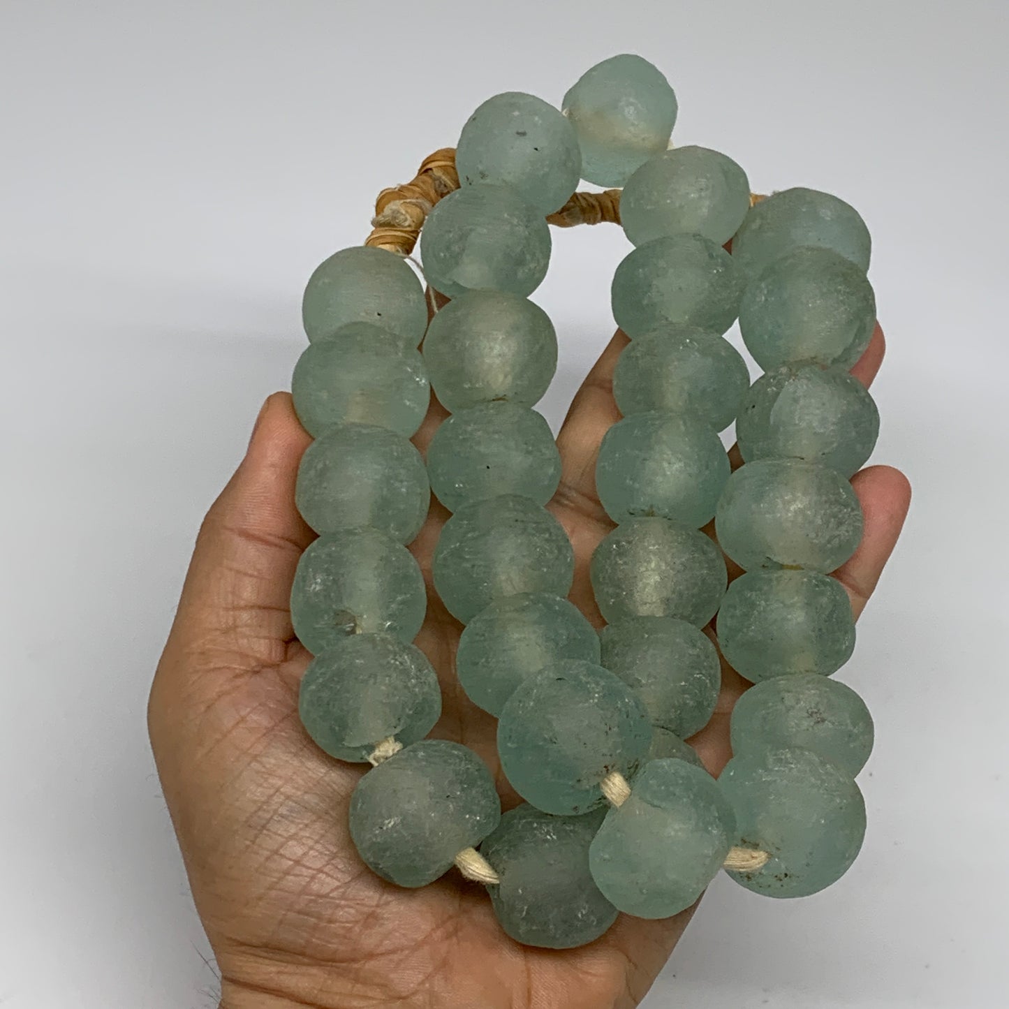 1 lbs, 16mm-22mm, 1 Strand, 30 beads, Green/Blue Sea Glass Beads , B35735