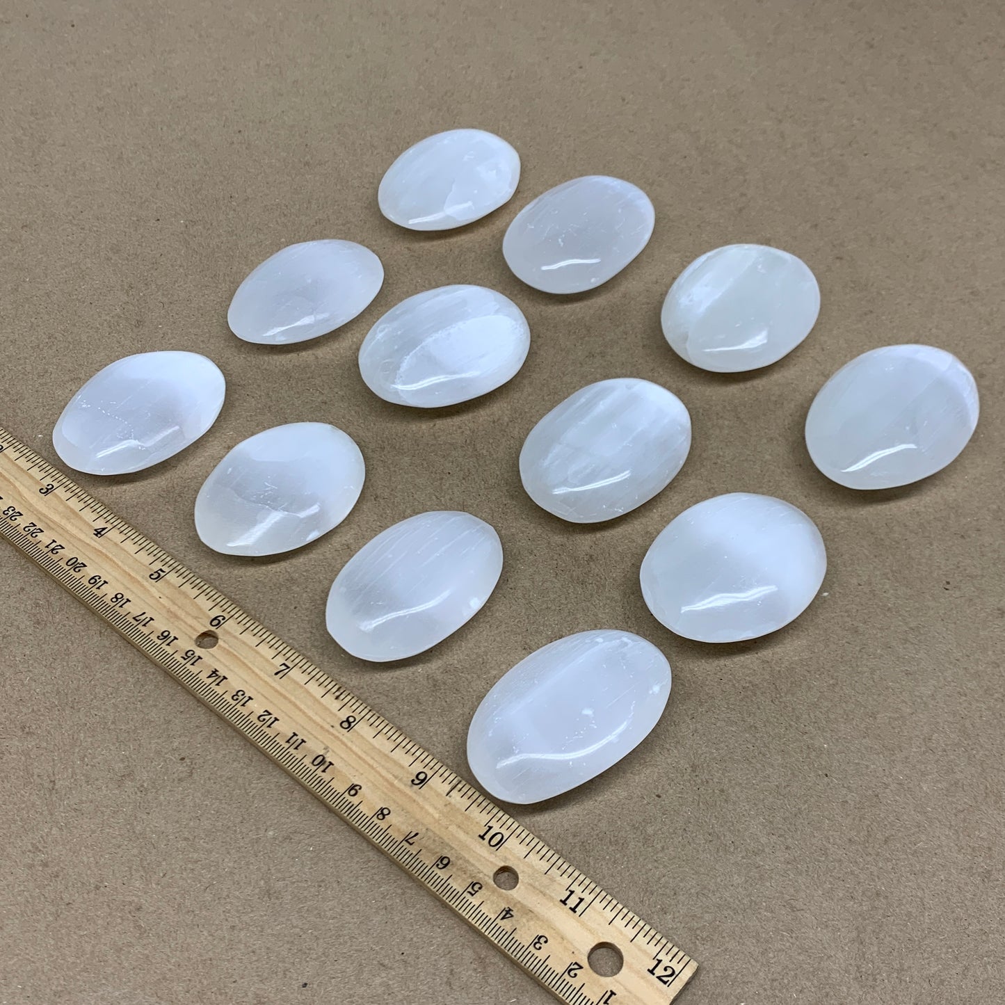 1pc, 2.2"x1.6"x0.7", White Selenite Palmstone Crystal Pillow Reiki, B36289