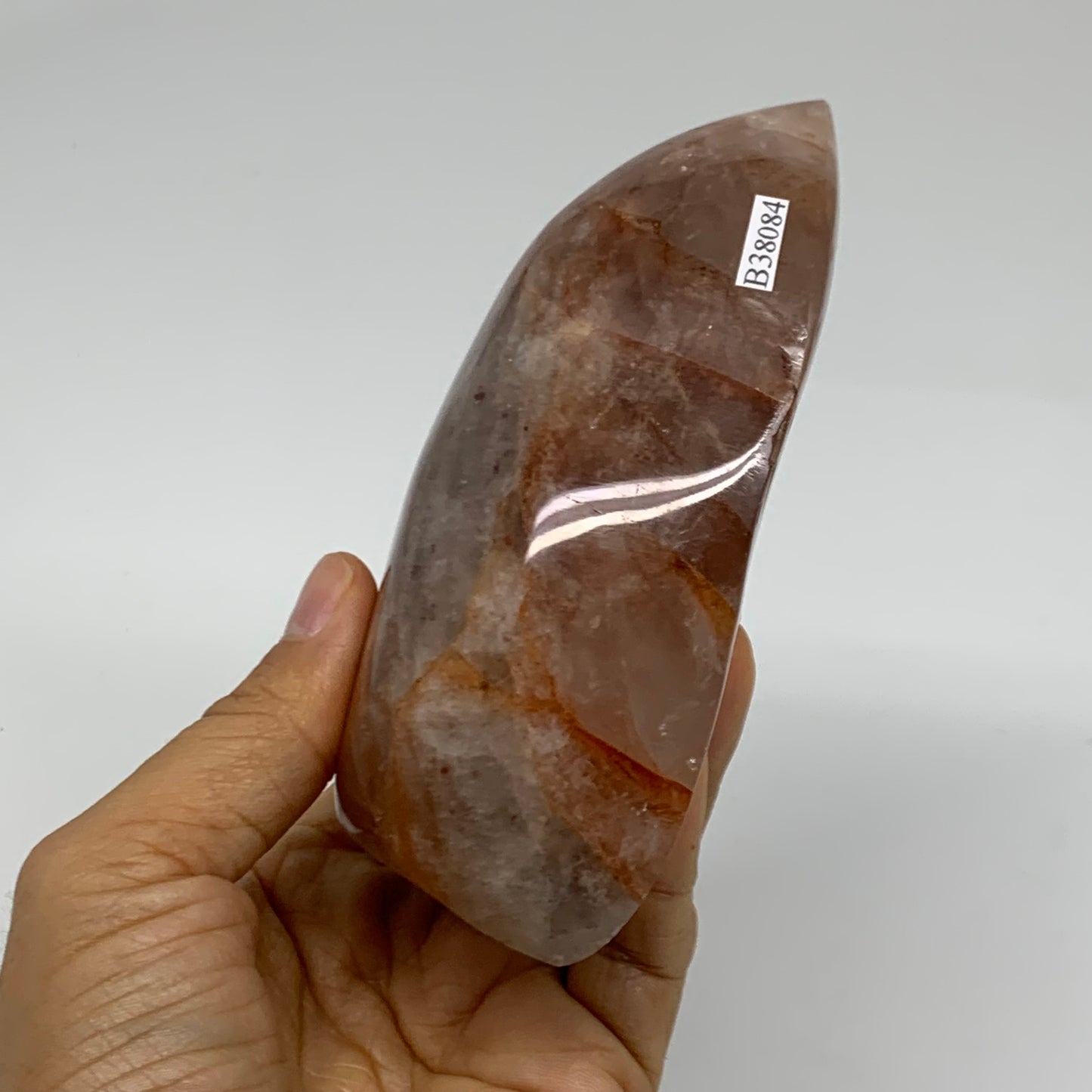 1.48 lbs, 4.6"x3.7"x1.7" Red Hematoid Quartz Freeform Crystal Fire Quartz, B3808