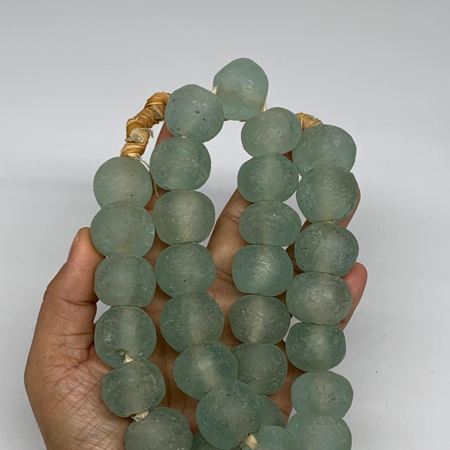 1 lbs, 16mm-22mm, 1 Strand, 30 beads, Green/Blue Sea Glass Beads , B35735