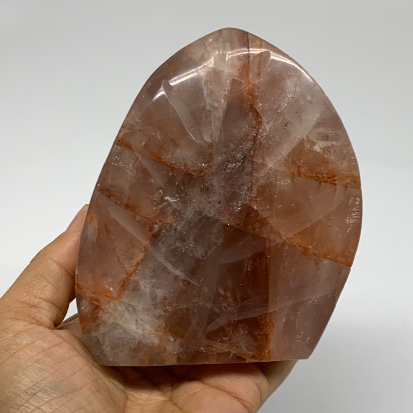 1.48 lbs, 4.6"x3.7"x1.7" Red Hematoid Quartz Freeform Crystal Fire Quartz, B3808