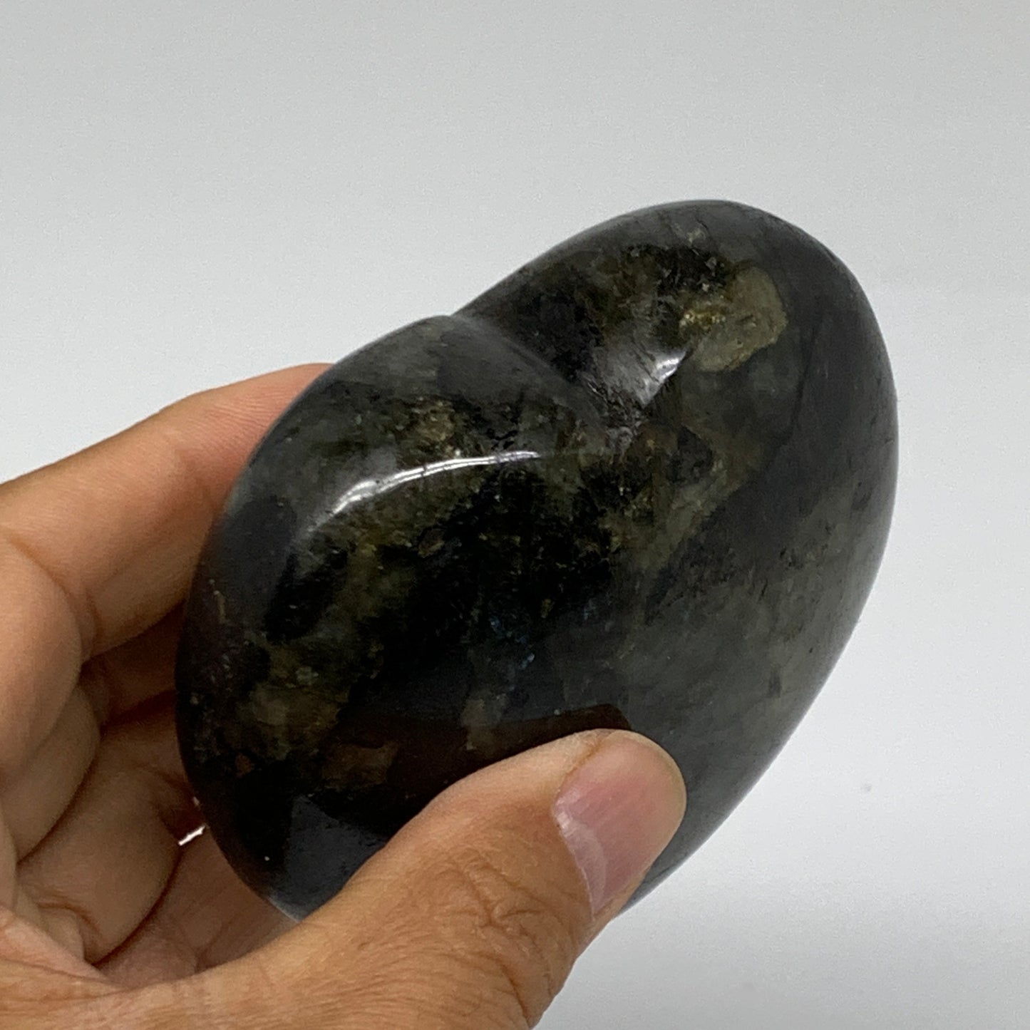 0.81 lbs, 3"x3.3"x1.5", Natural Labradorite Heart Polished Crystal, B37247