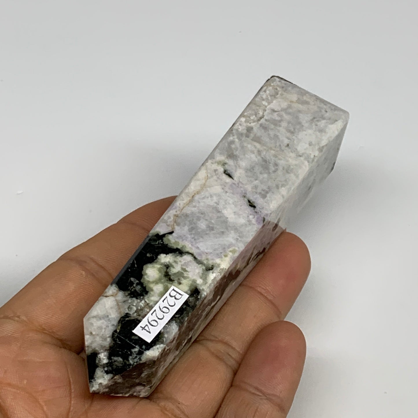 110.5g, 3.9"x0.9"x0.9" Rainbow Moonstone Tower Obelisk Point Crystal @India,B292