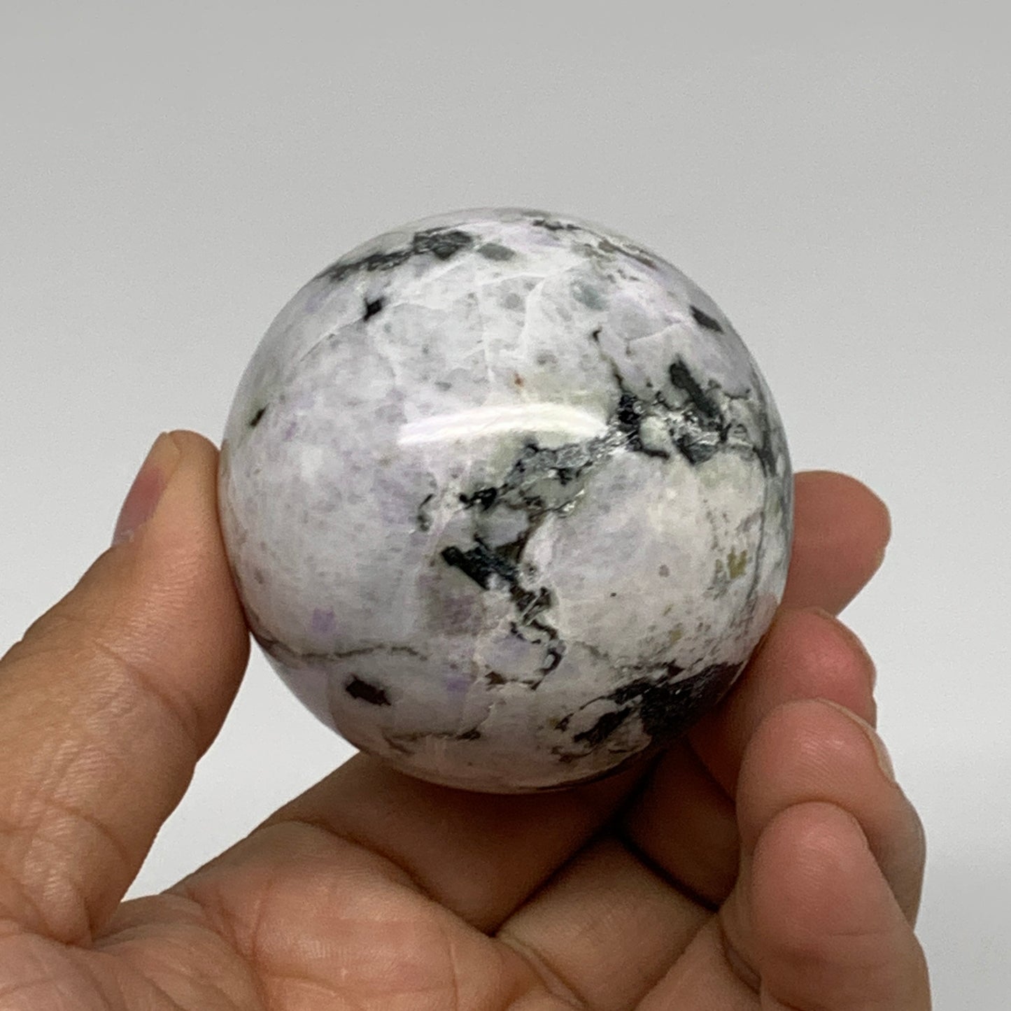 206.6g, 2.1"(53mm), Natural Rainbow Moonstone Sphere Ball Gemstone, B35027