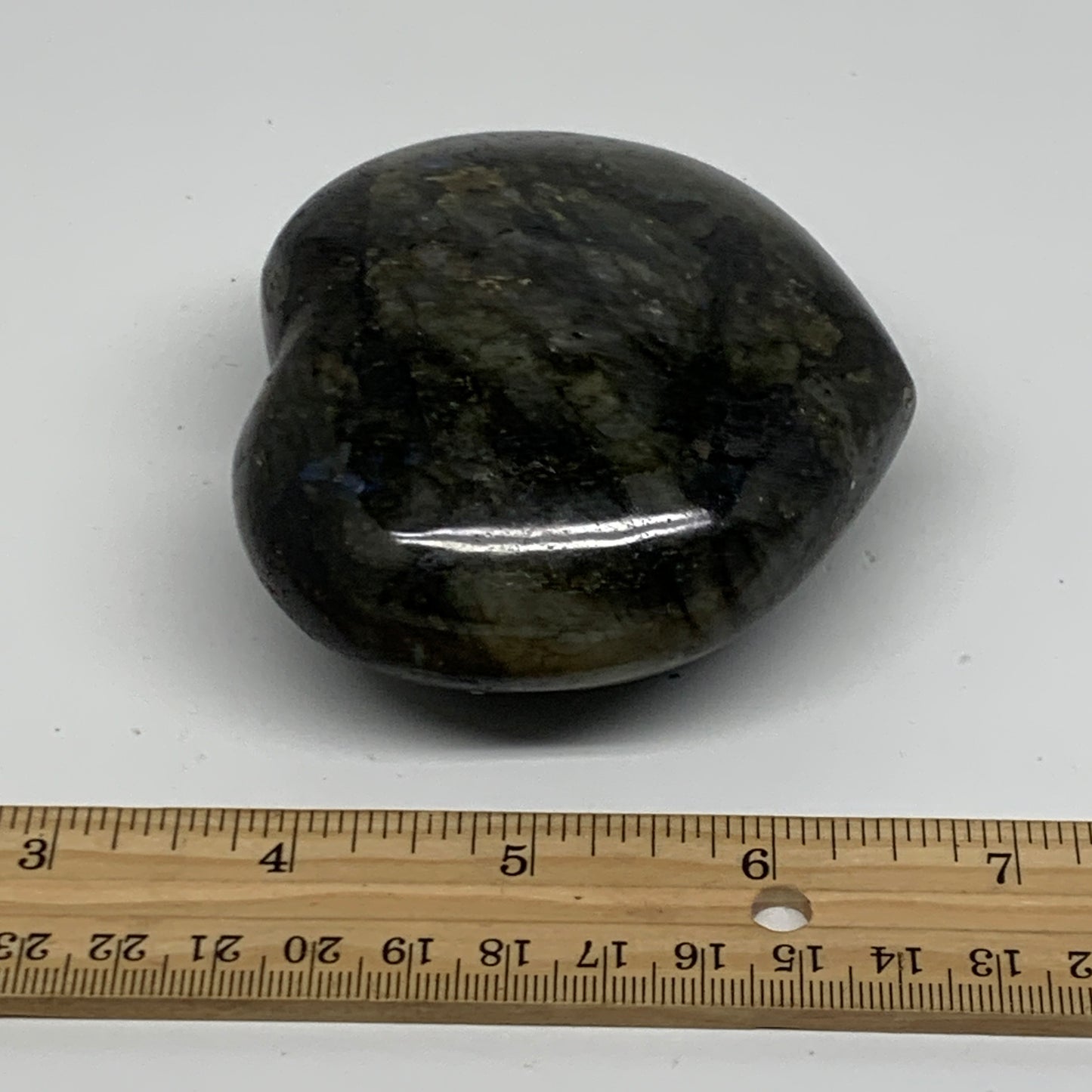 0.81 lbs, 3"x3.3"x1.5", Natural Labradorite Heart Polished Crystal, B37247