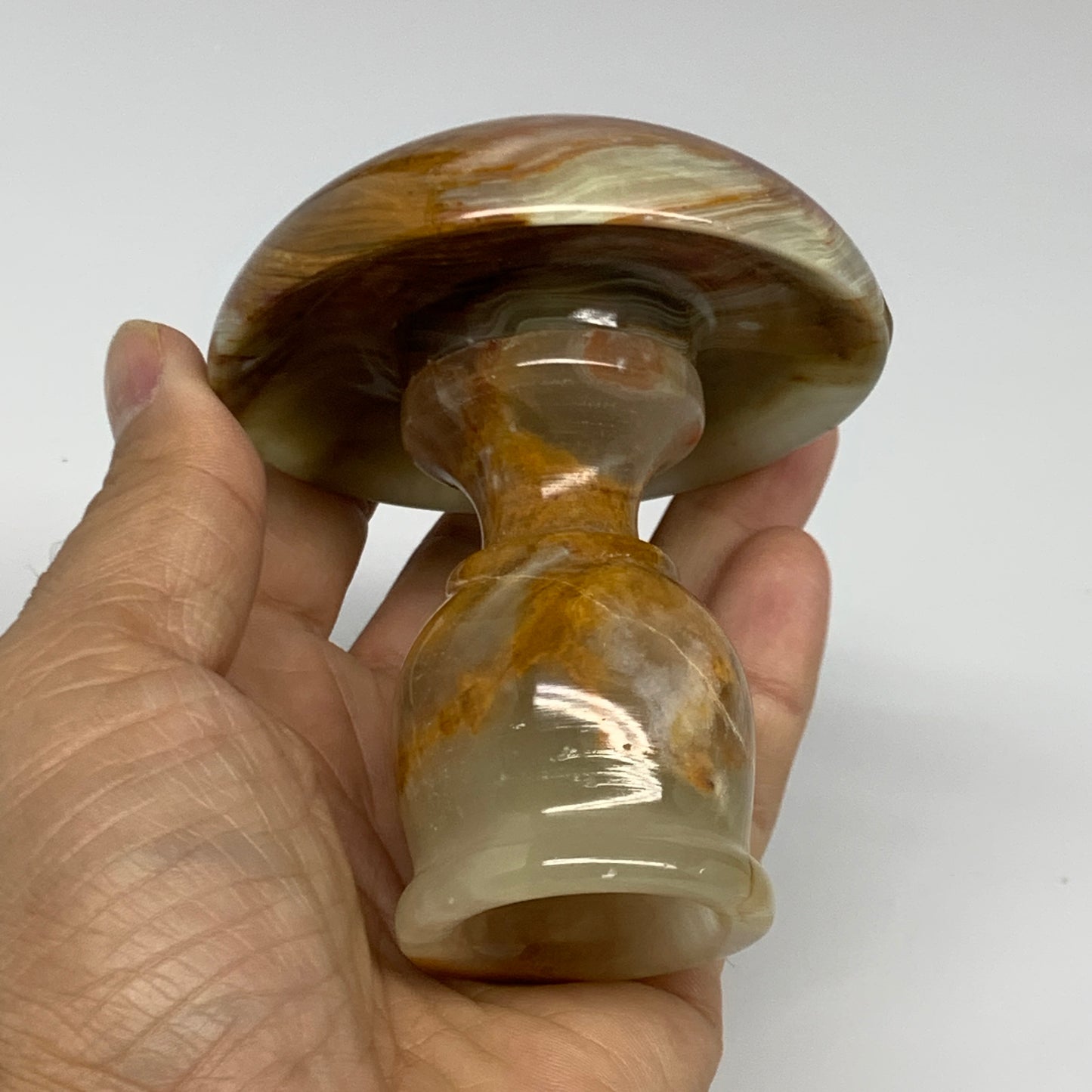 283g, 3.3"x1.5"x2.9", Natural Green Onyx Candle Holder Gemstone Carved, B32226