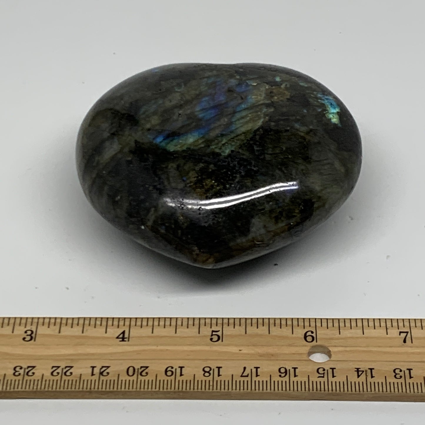 0.81 lbs, 3"x3.3"x1.5", Natural Labradorite Heart Polished Crystal, B37247