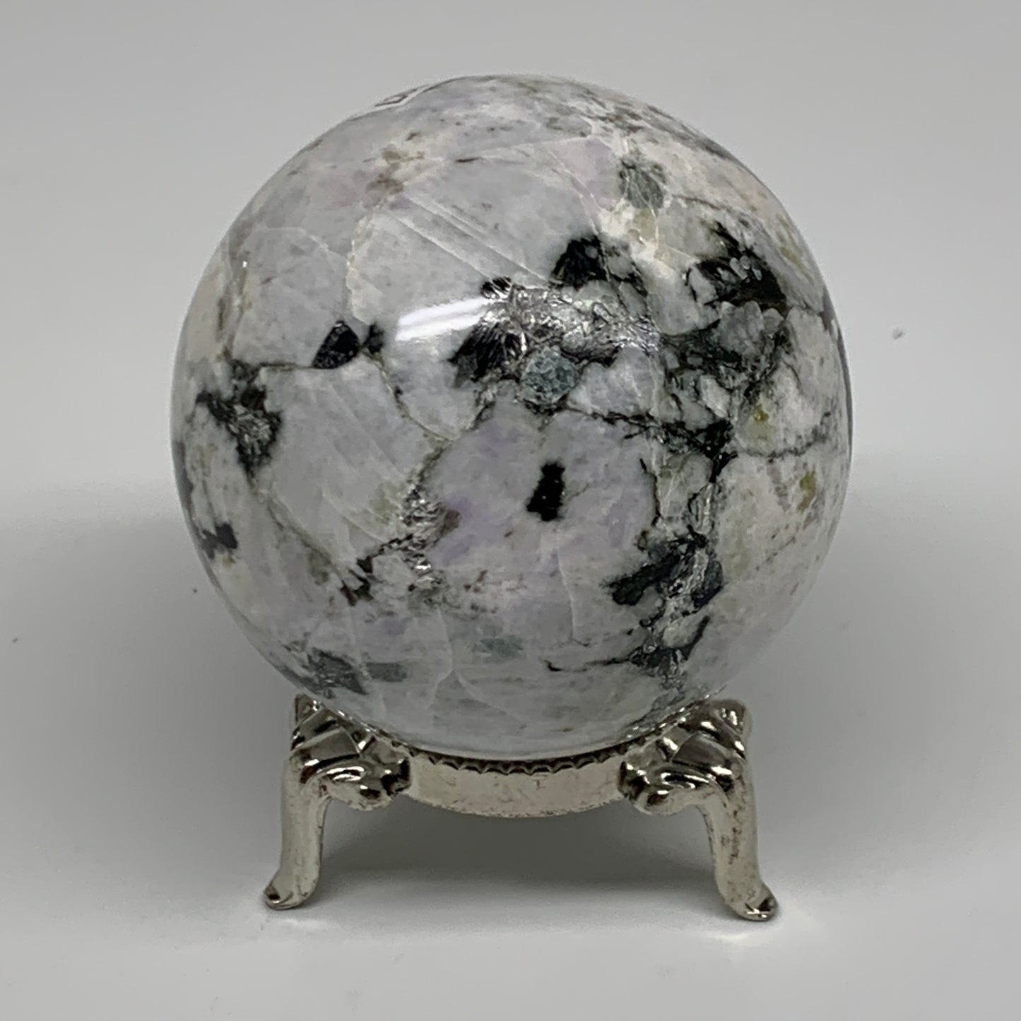 206.6g, 2.1"(53mm), Natural Rainbow Moonstone Sphere Ball Gemstone, B35027