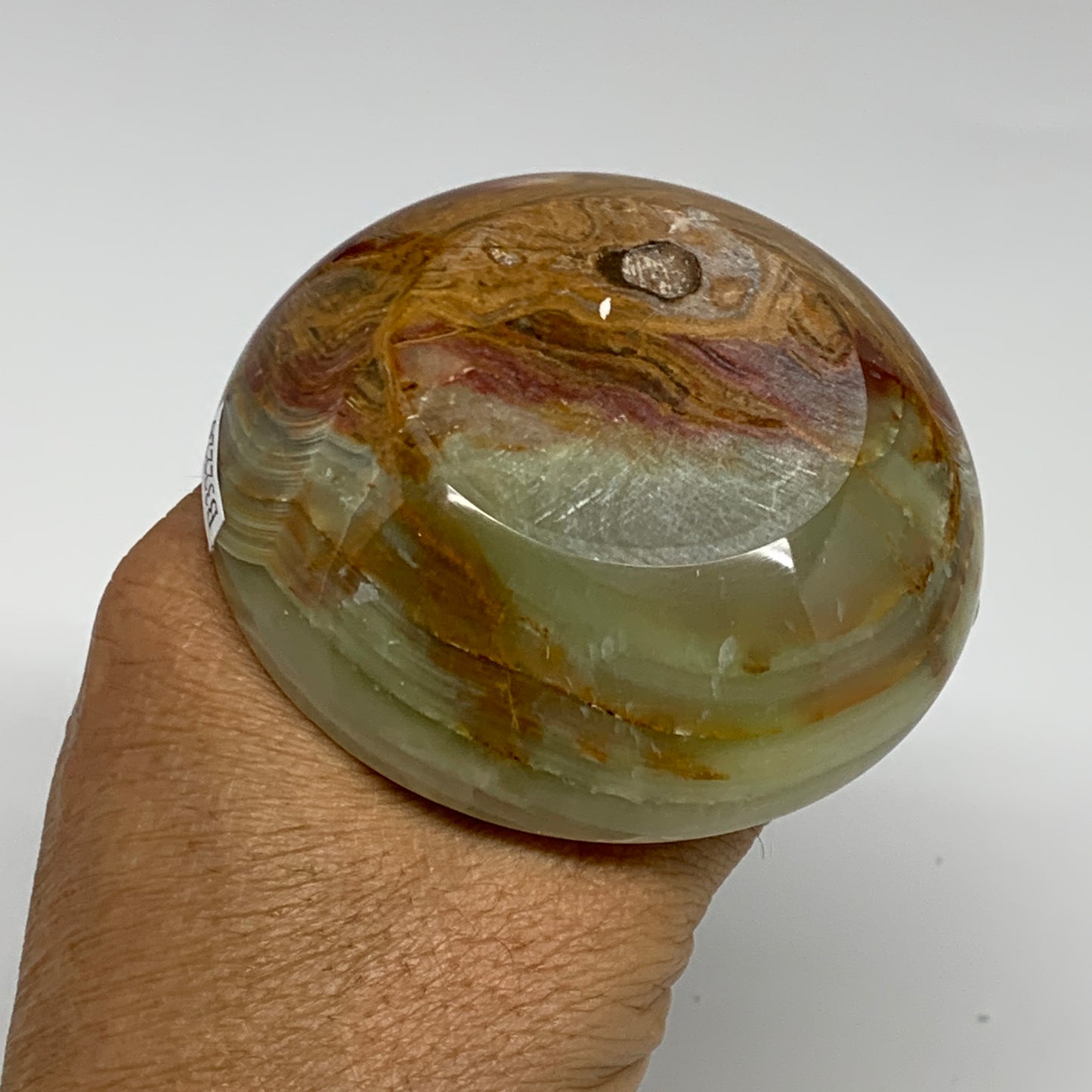 283g, 3.3"x1.5"x2.9", Natural Green Onyx Candle Holder Gemstone Carved, B32226