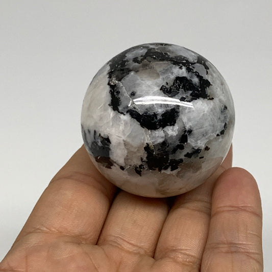 128.5g, 1.8"(45mm), Natural Rainbow Moonstone Sphere Ball Gemstone, B35028