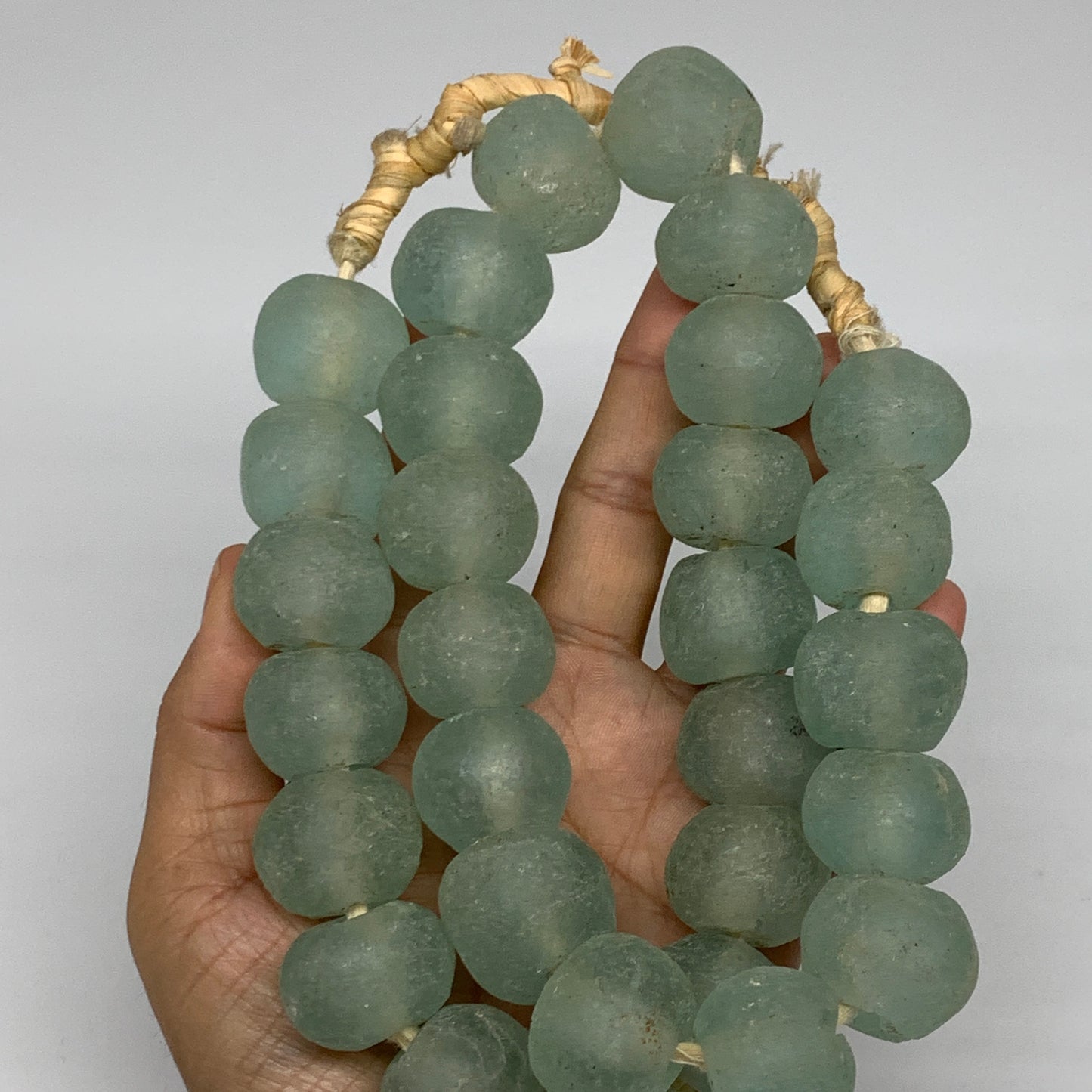 1.1 lbs, 18mm-23mm, 1 Strand, 30 beads, Green/Blue Sea Glass Beads , B35737