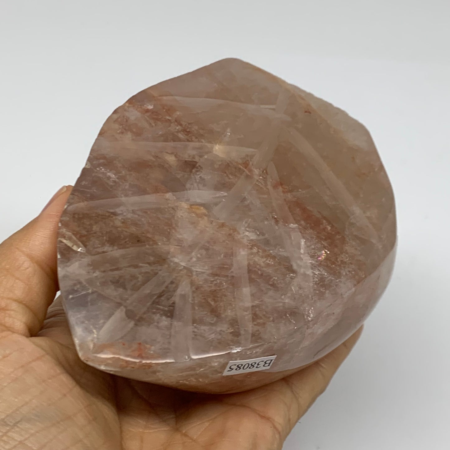 1.75 lbs, 4.5"x3.7"x2.1" Red Hematoid Quartz Freeform Crystal Fire Quartz, B3808