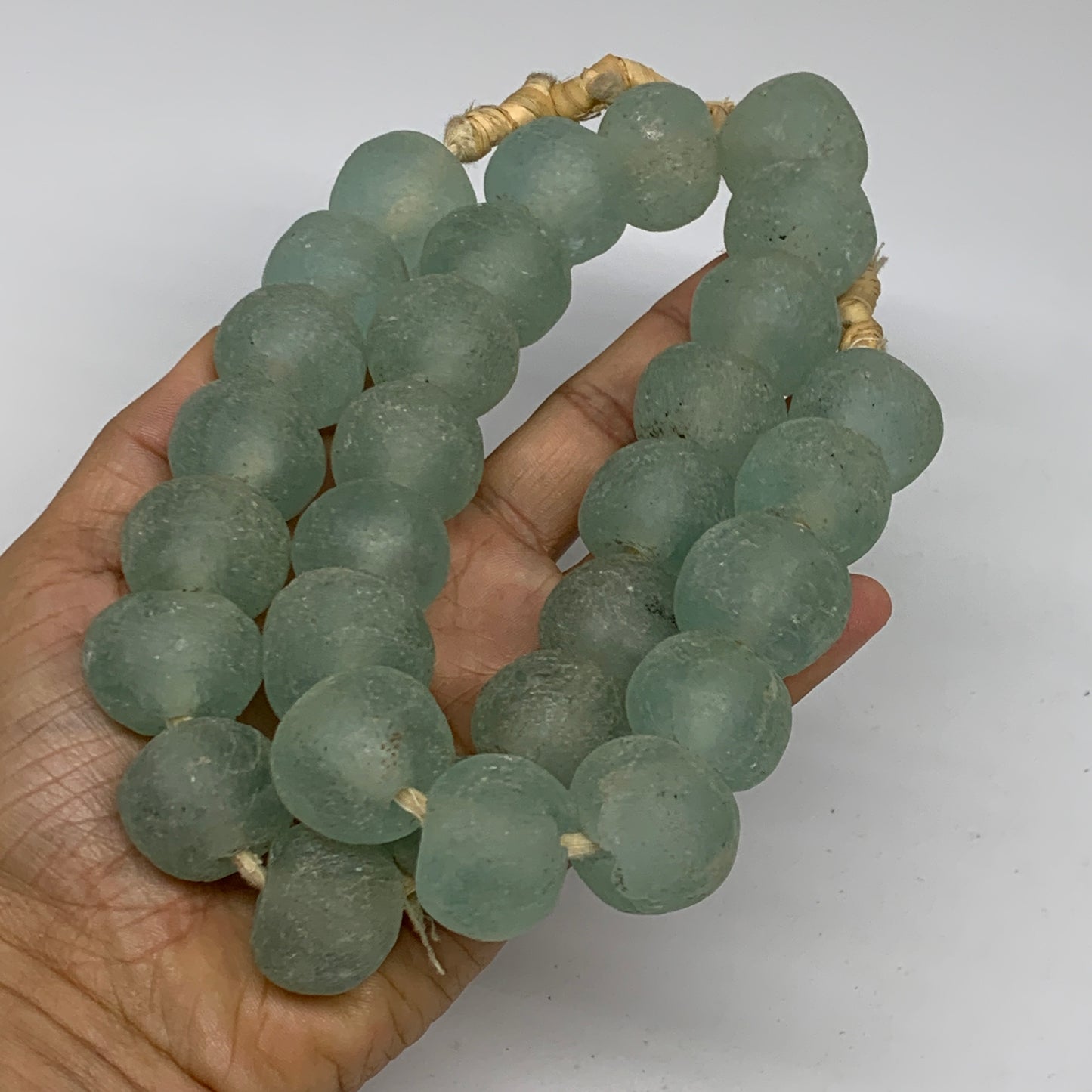 1.1 lbs, 18mm-23mm, 1 Strand, 30 beads, Green/Blue Sea Glass Beads , B35737