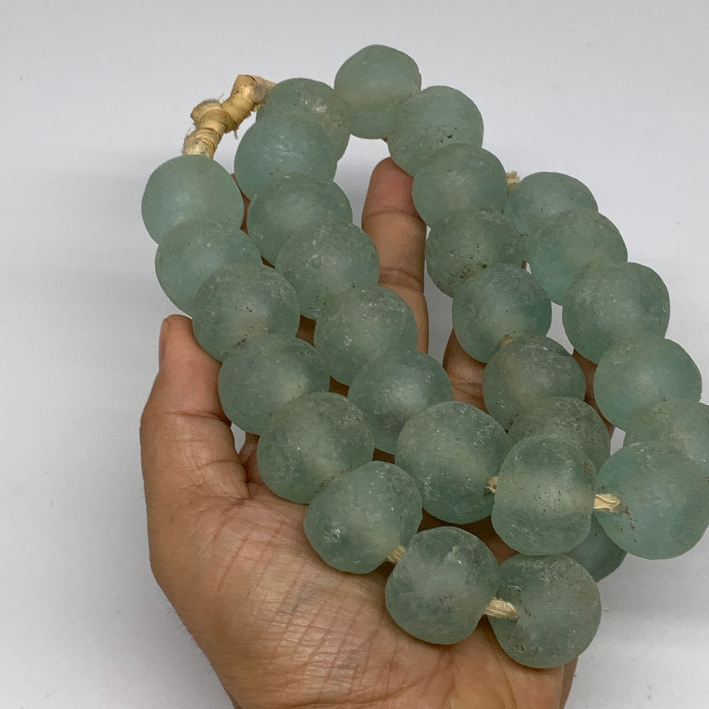 1.1 lbs, 18mm-23mm, 1 Strand, 30 beads, Green/Blue Sea Glass Beads , B35737