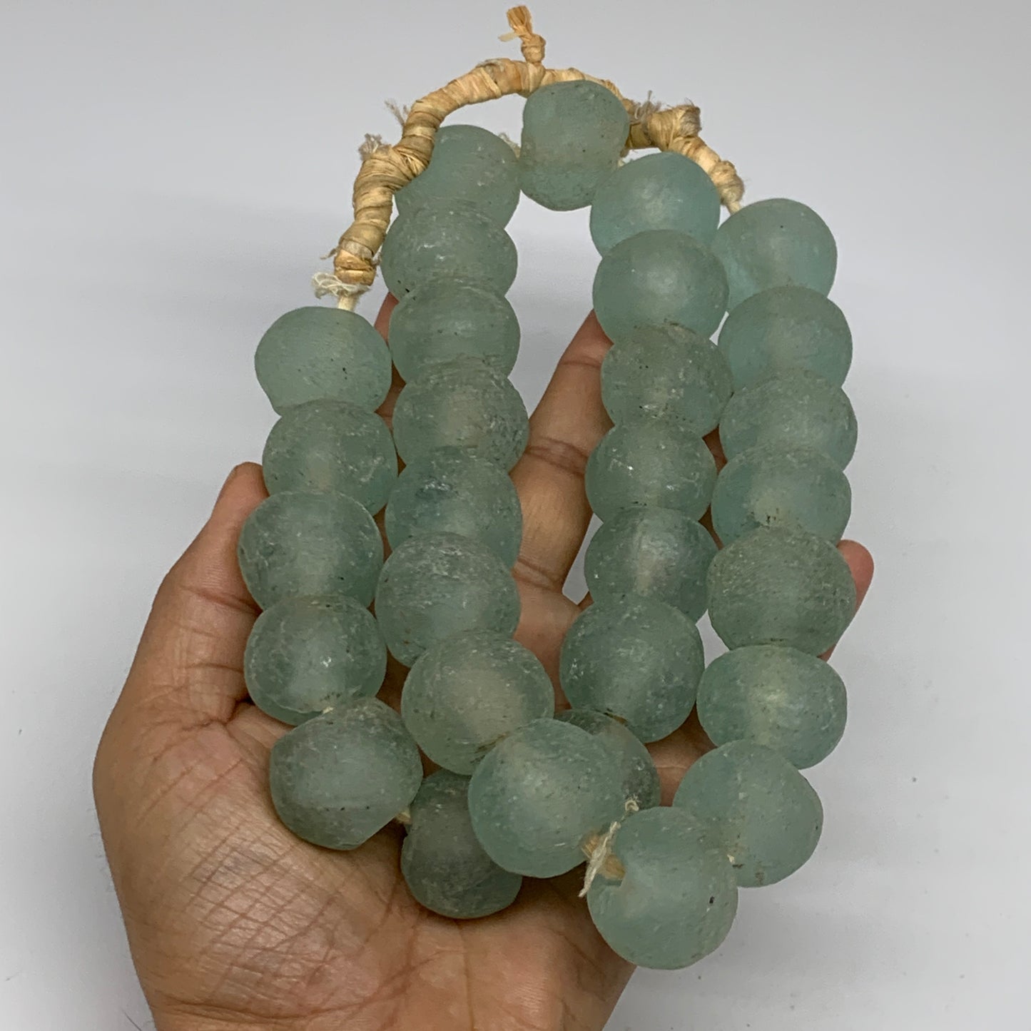 1.1 lbs, 18mm-23mm, 1 Strand, 30 beads, Green/Blue Sea Glass Beads , B35737