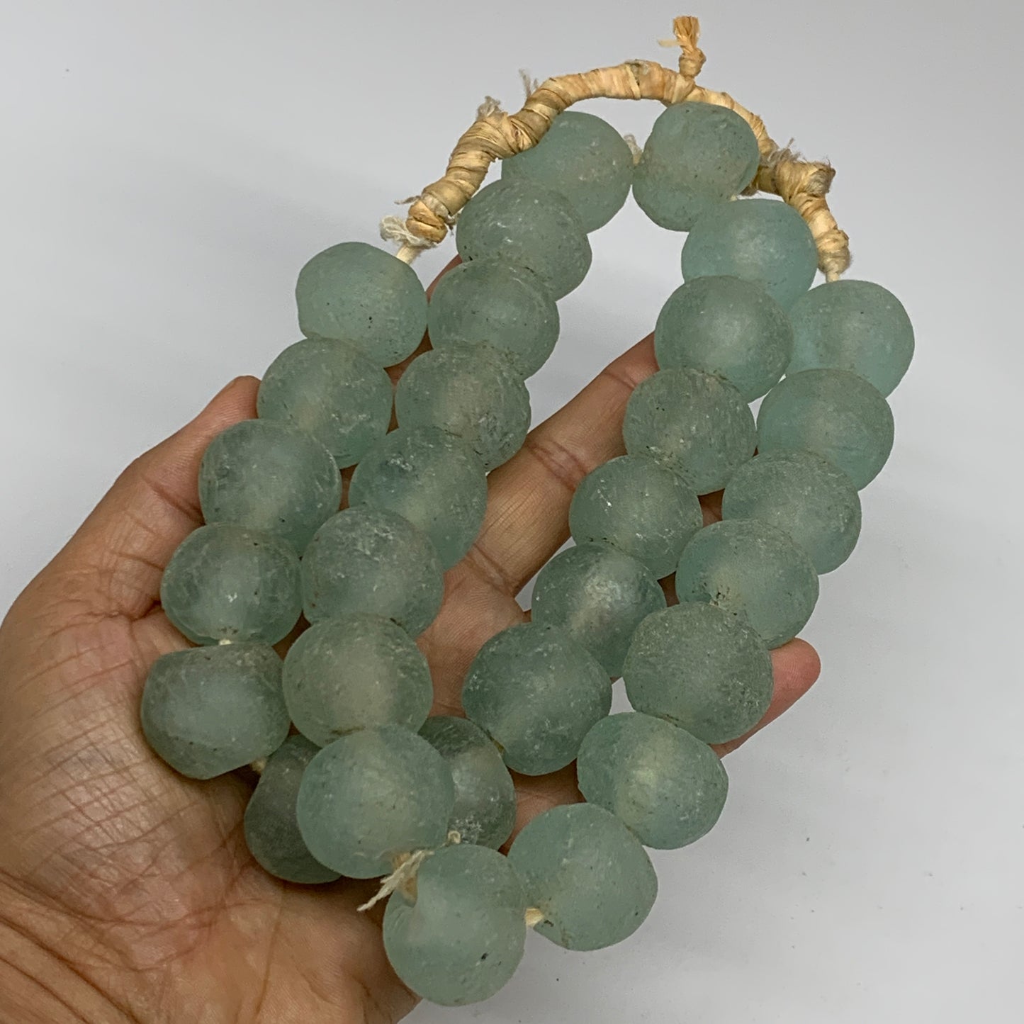 1.1 lbs, 18mm-23mm, 1 Strand, 30 beads, Green/Blue Sea Glass Beads , B35737