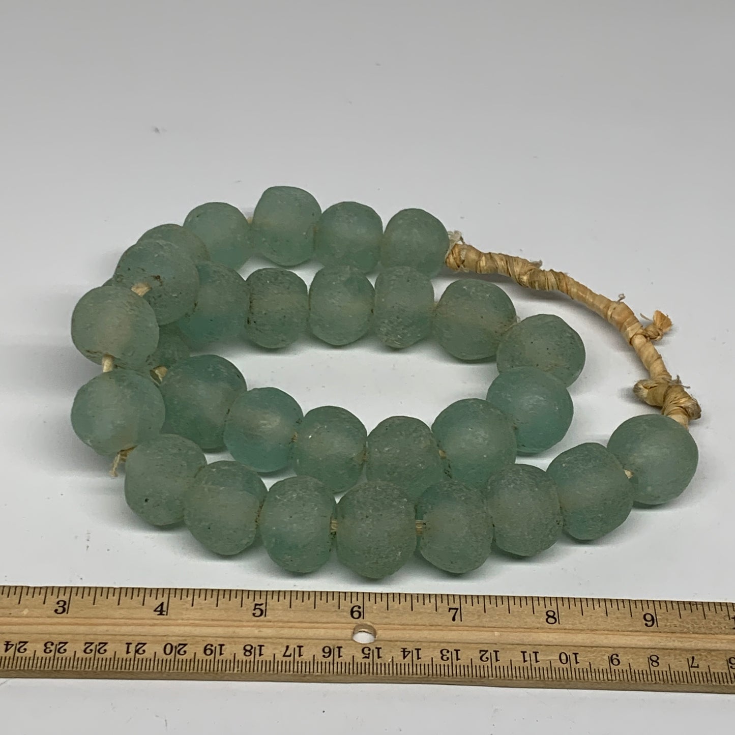1.1 lbs, 18mm-23mm, 1 Strand, 30 beads, Green/Blue Sea Glass Beads , B35737