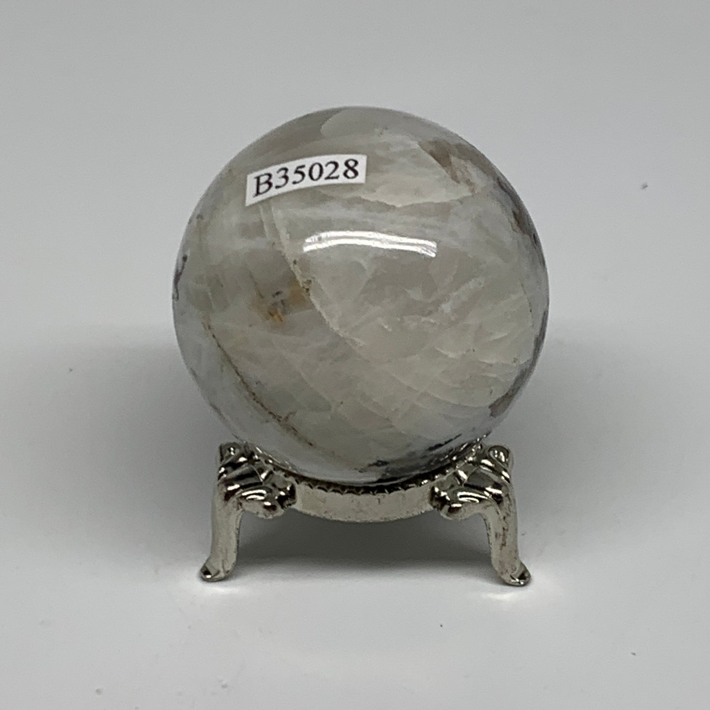 128.5g, 1.8"(45mm), Natural Rainbow Moonstone Sphere Ball Gemstone, B35028