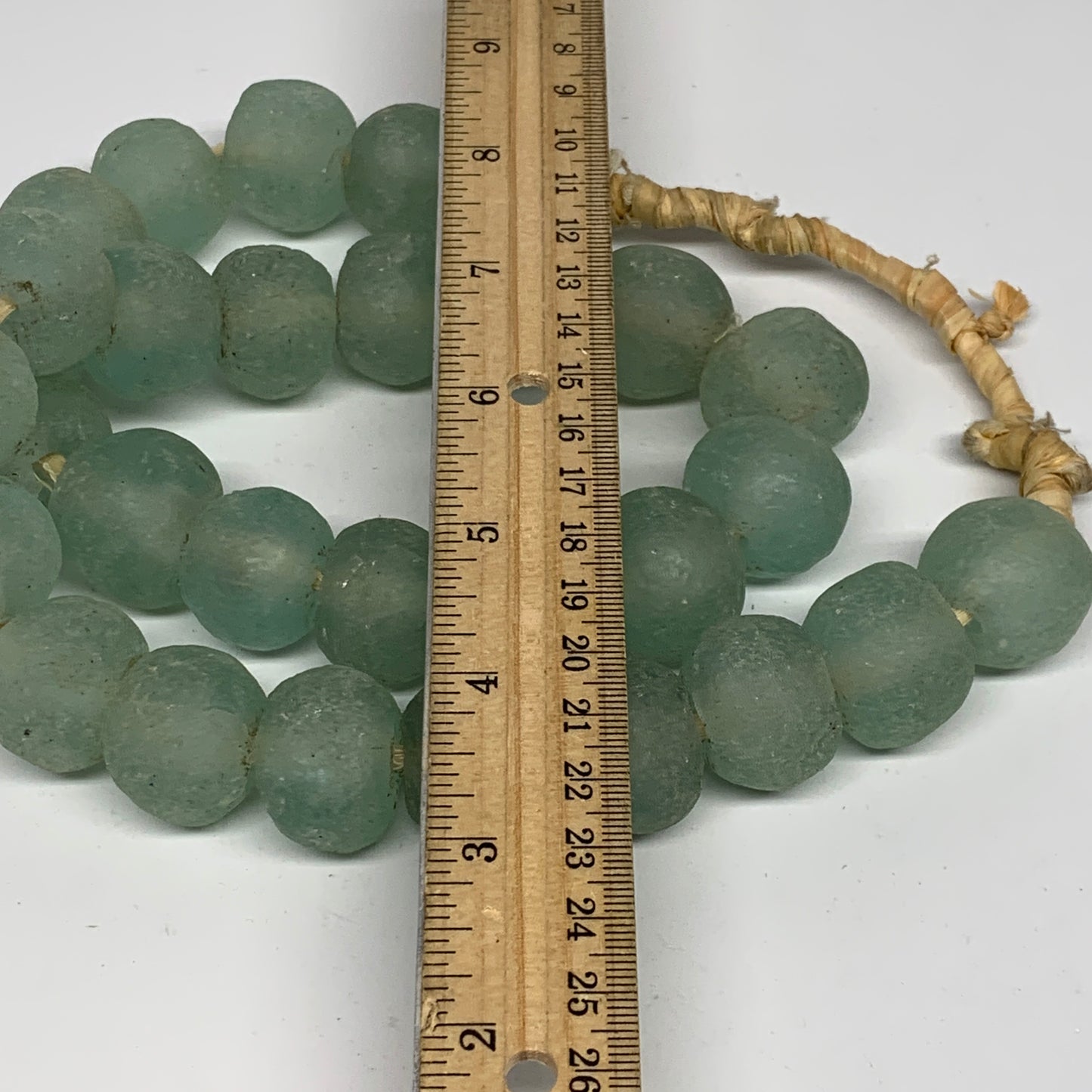 1.1 lbs, 18mm-23mm, 1 Strand, 30 beads, Green/Blue Sea Glass Beads , B35737