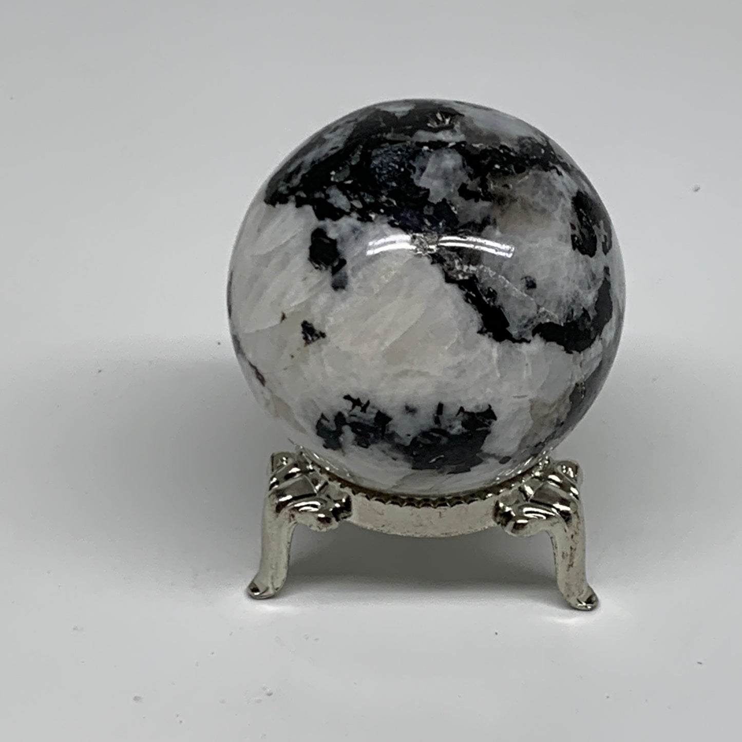 128.5g, 1.8"(45mm), Natural Rainbow Moonstone Sphere Ball Gemstone, B35028