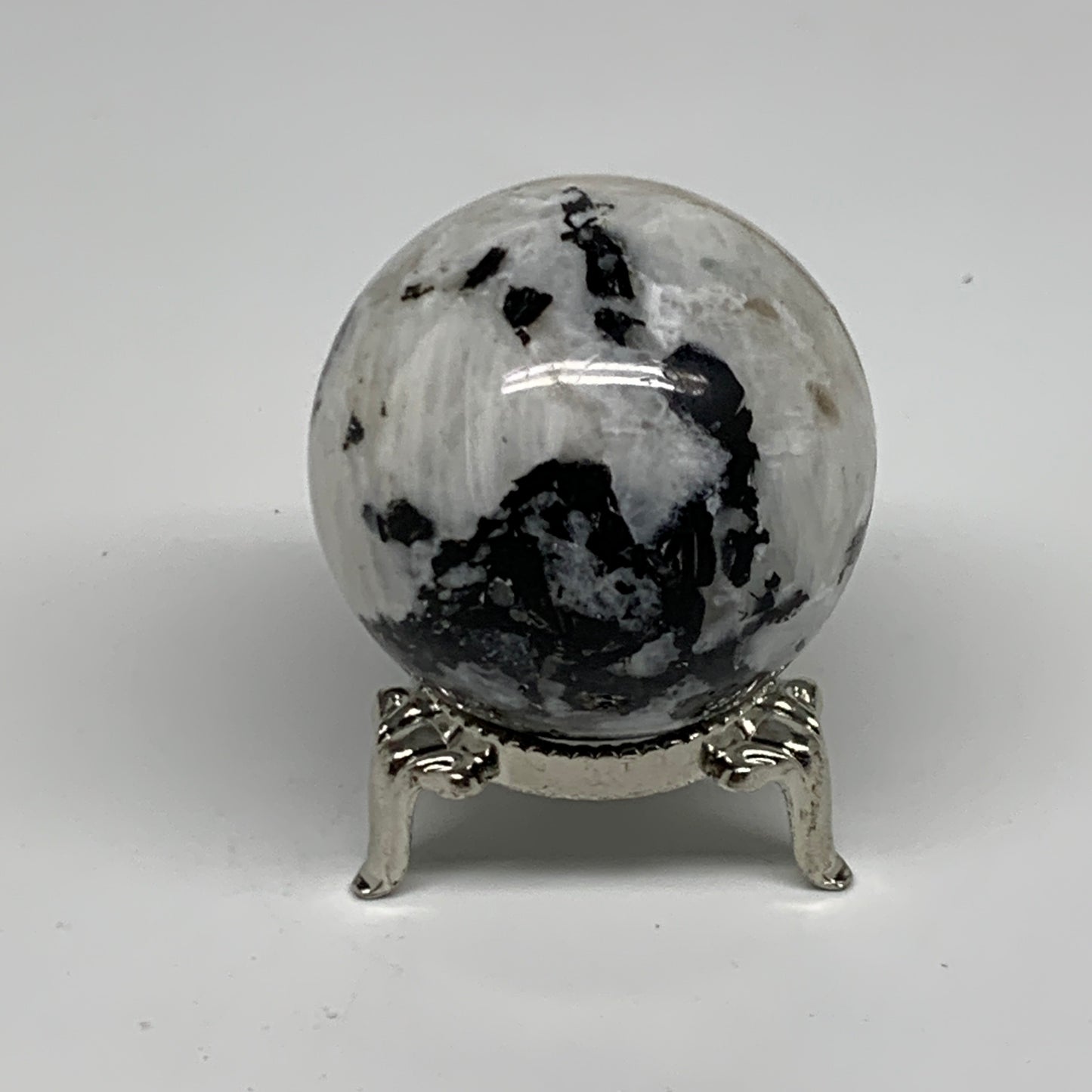 128.5g, 1.8"(45mm), Natural Rainbow Moonstone Sphere Ball Gemstone, B35028