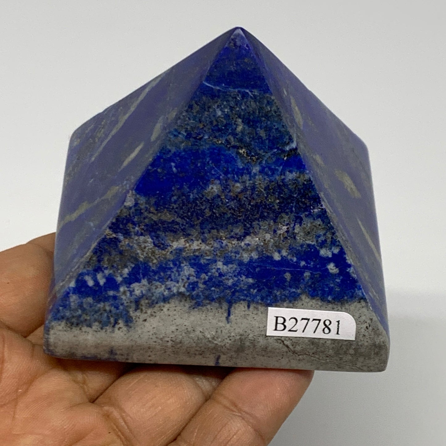 0.72 lbs, 2.3"x2.6"x2.5",Lapis Lazuli Pyramid Crystal Gemstone @Afghanistan,B277