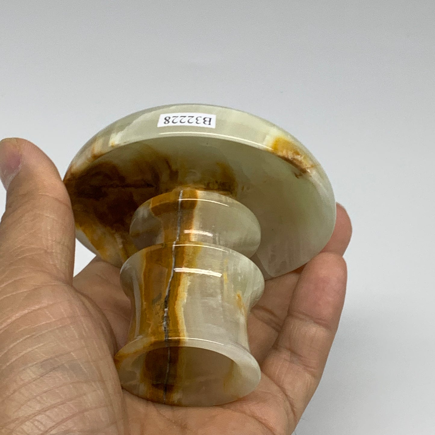 186g, 2.6"x1.4"x2.9", Natural Green Onyx Candle Holder Gemstone Carved, B32228