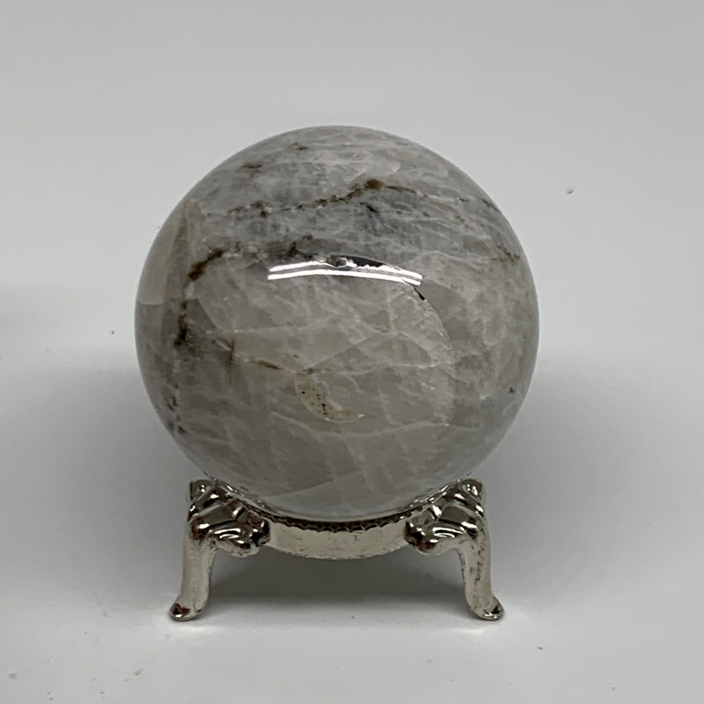 147.9g, 1.9"(48mm), Natural Rainbow Moonstone Sphere Ball Gemstone, B35029