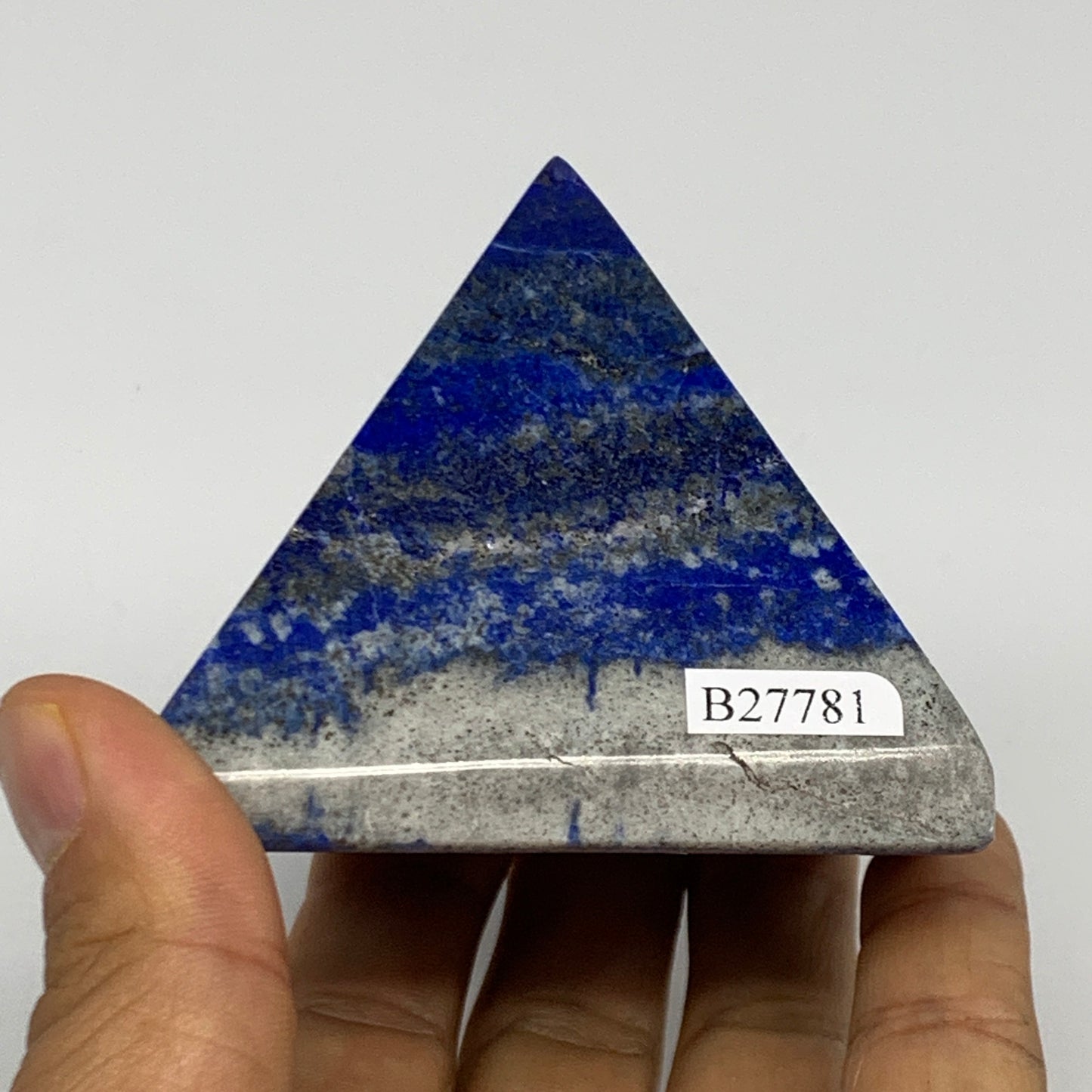 0.72 lbs, 2.3"x2.6"x2.5",Lapis Lazuli Pyramid Crystal Gemstone @Afghanistan,B277