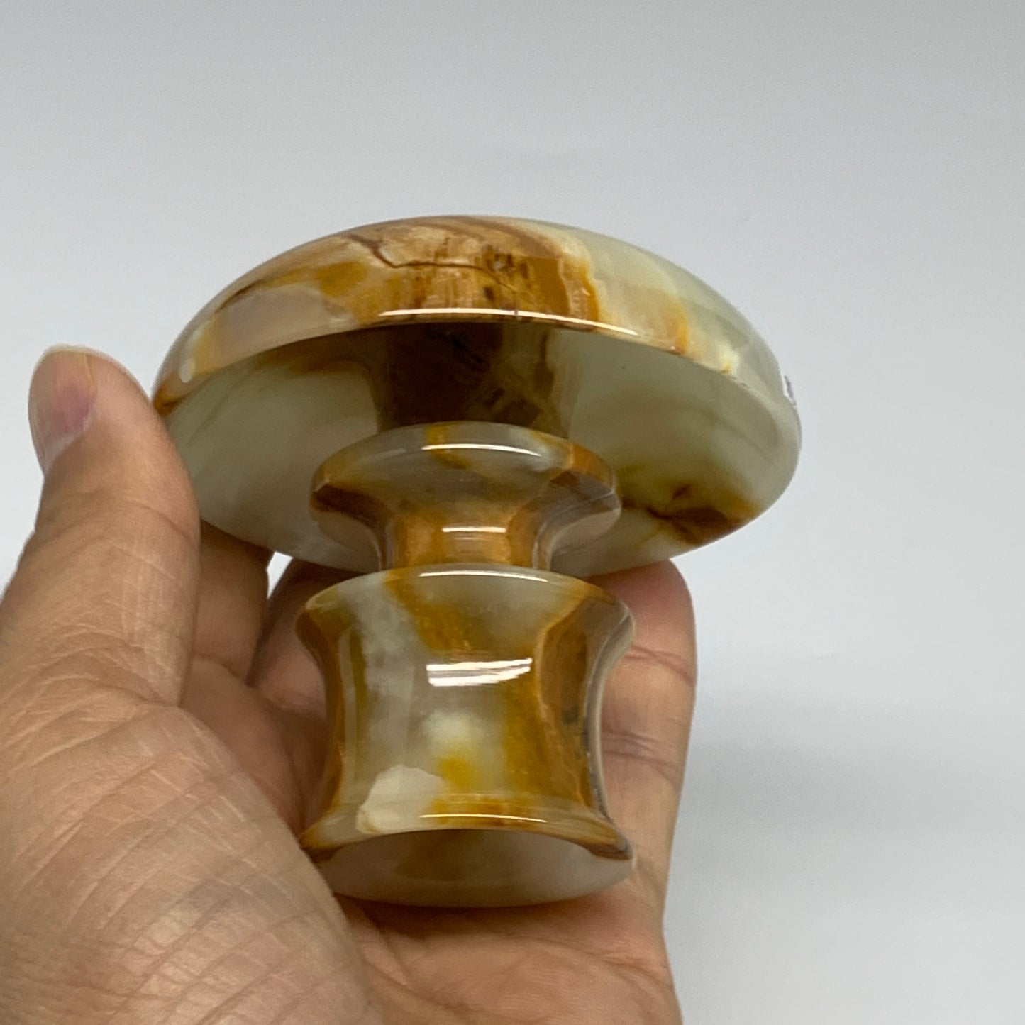 186g, 2.6"x1.4"x2.9", Natural Green Onyx Candle Holder Gemstone Carved, B32228