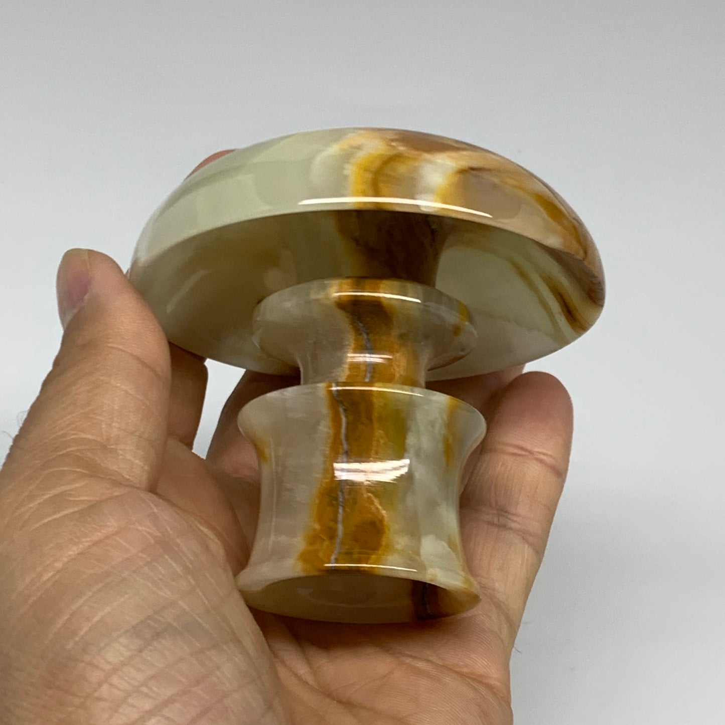 186g, 2.6"x1.4"x2.9", Natural Green Onyx Candle Holder Gemstone Carved, B32228