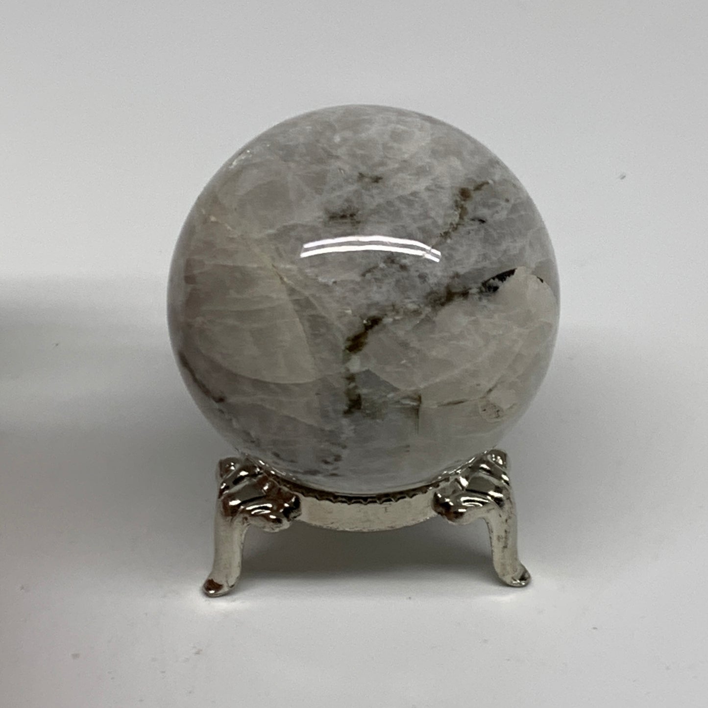 147.9g, 1.9"(48mm), Natural Rainbow Moonstone Sphere Ball Gemstone, B35029