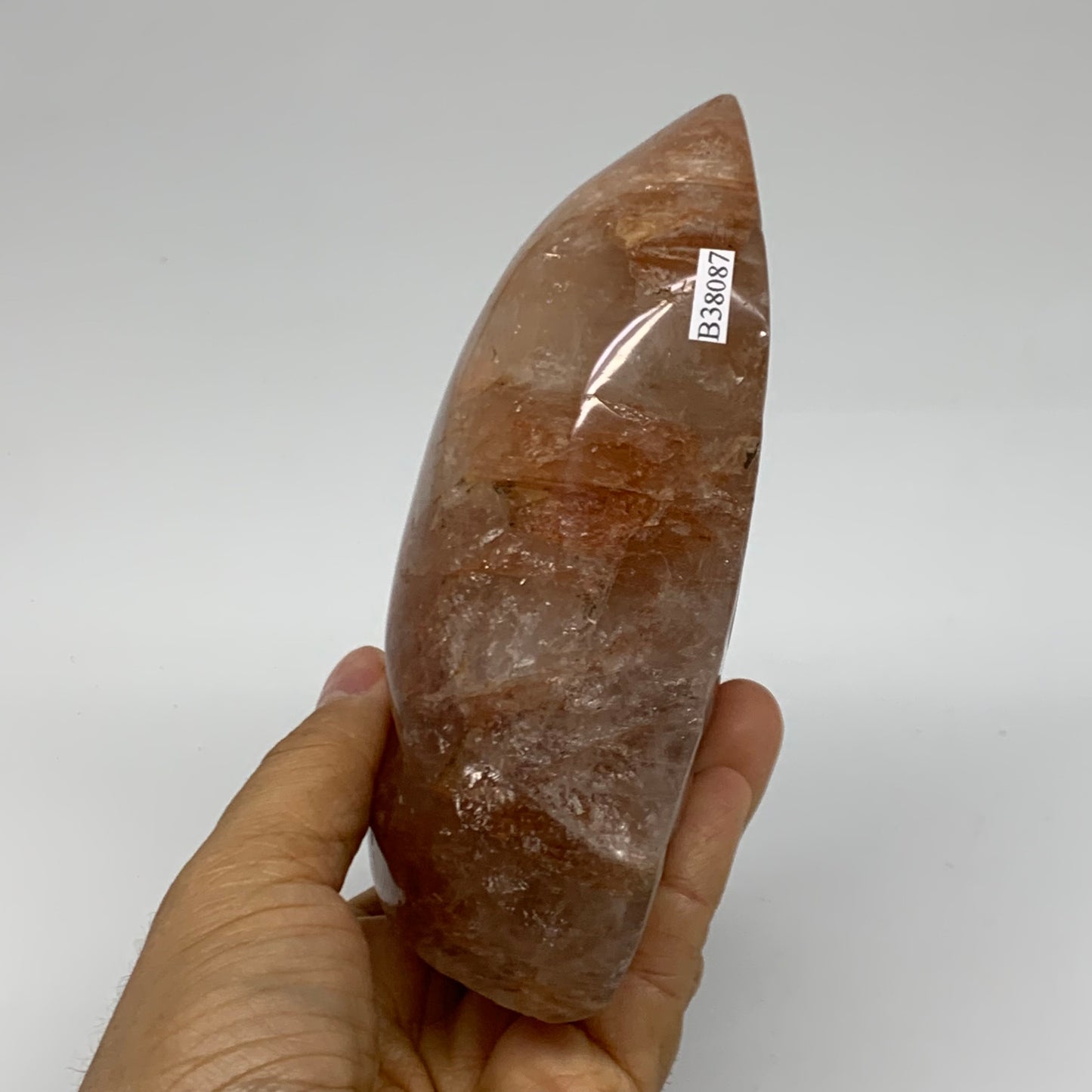 1.62 lbs, 5.2"x3.2"x2.1" Red Hematoid Quartz Freeform Crystal Fire Quartz, B3808
