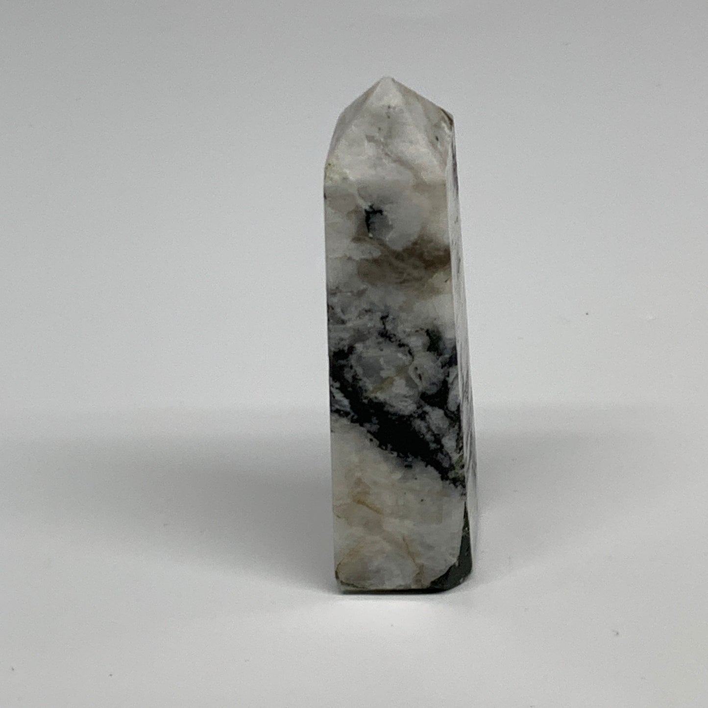 117.7g, 3.9"x1"x1" Rainbow Moonstone Tower Obelisk Point Crystal @India,B29297