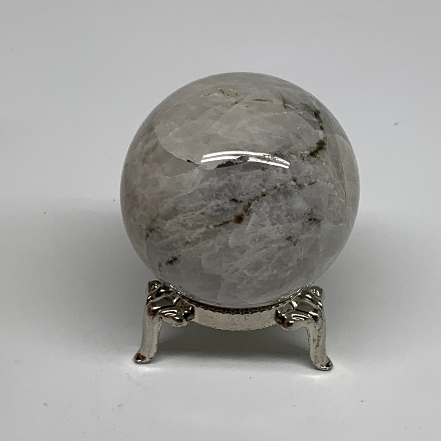 147.9g, 1.9"(48mm), Natural Rainbow Moonstone Sphere Ball Gemstone, B35029