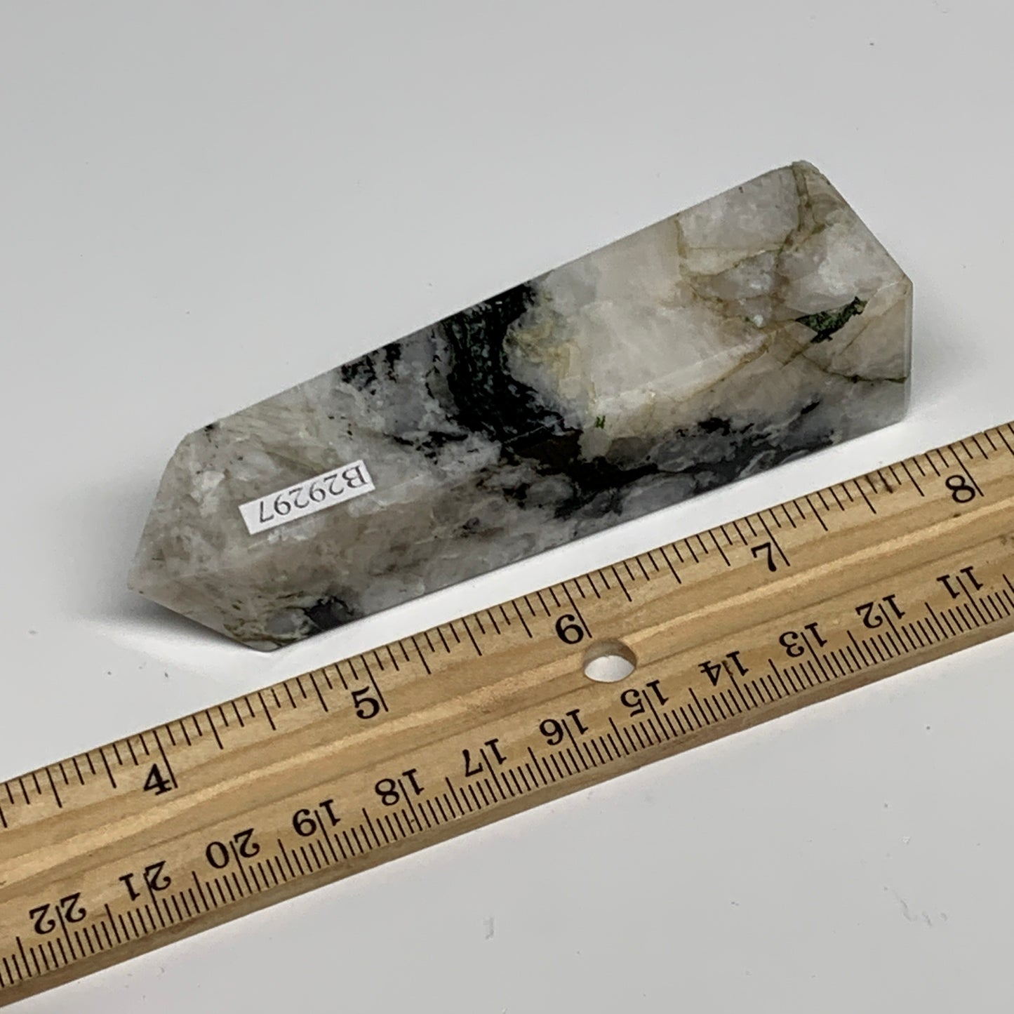 117.7g, 3.9"x1"x1" Rainbow Moonstone Tower Obelisk Point Crystal @India,B29297