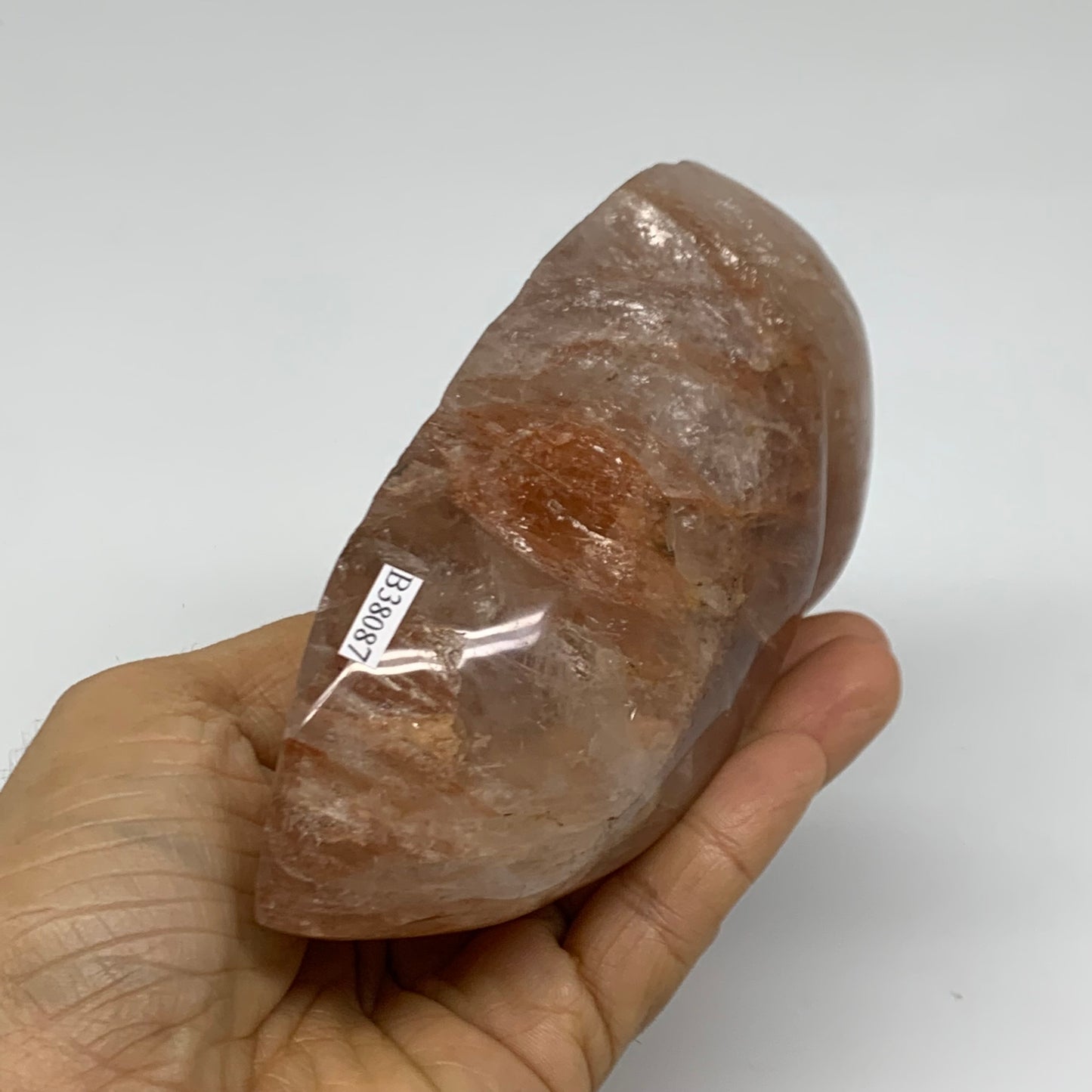 1.62 lbs, 5.2"x3.2"x2.1" Red Hematoid Quartz Freeform Crystal Fire Quartz, B3808