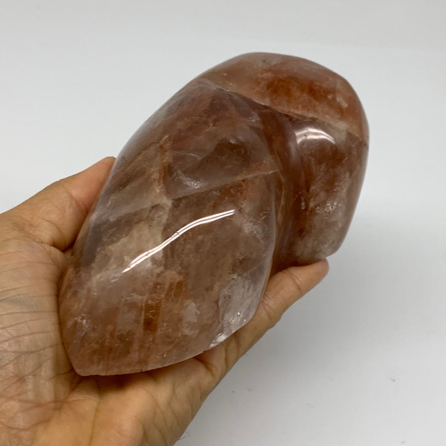 1.62 lbs, 5.2"x3.2"x2.1" Red Hematoid Quartz Freeform Crystal Fire Quartz, B3808