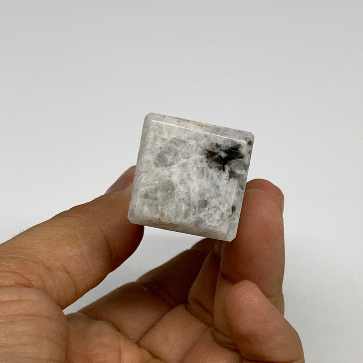 122.9g, 4.1"x1"x1" Rainbow Moonstone Tower Obelisk Point Crystal @India,B29298