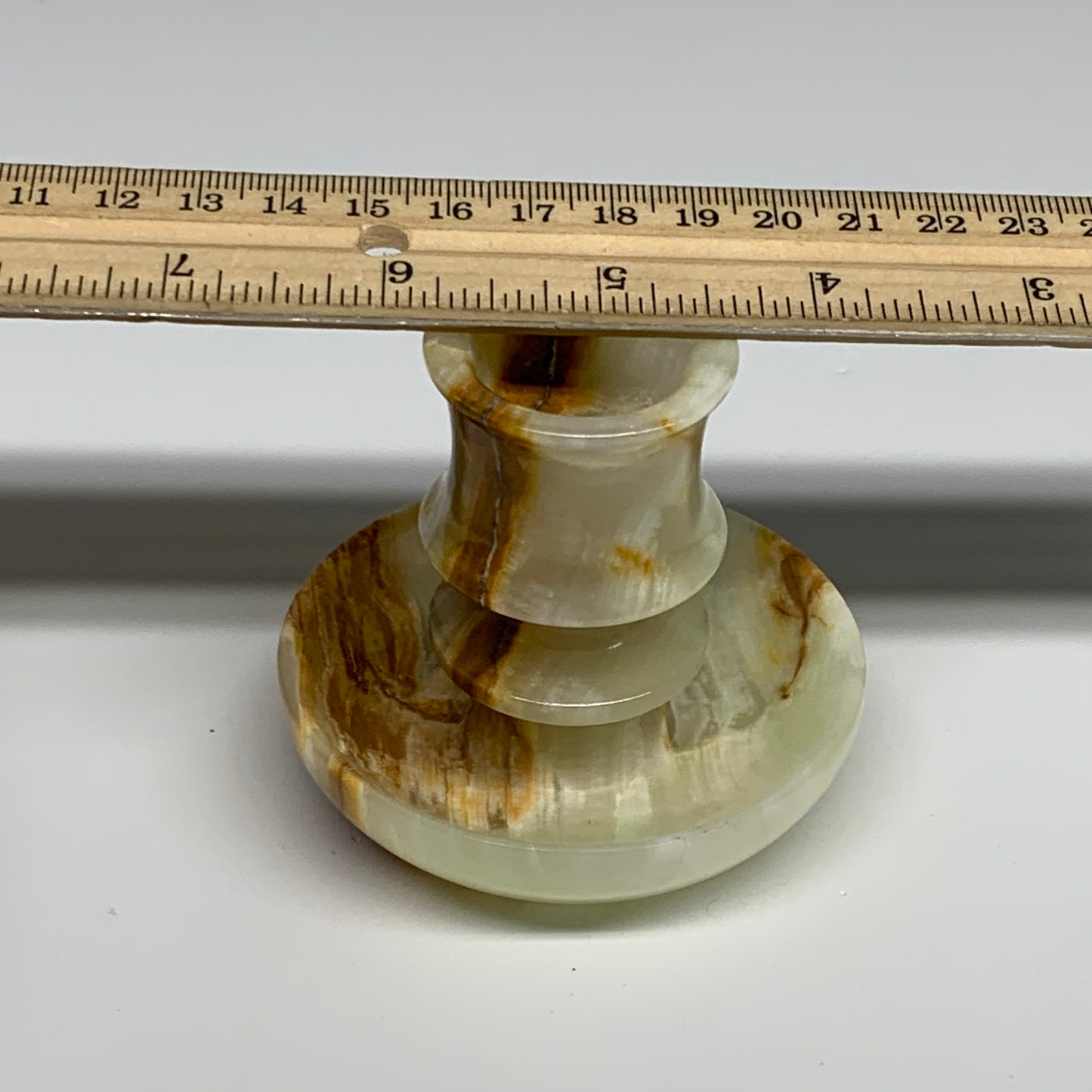 186g, 2.6"x1.4"x2.9", Natural Green Onyx Candle Holder Gemstone Carved, B32228