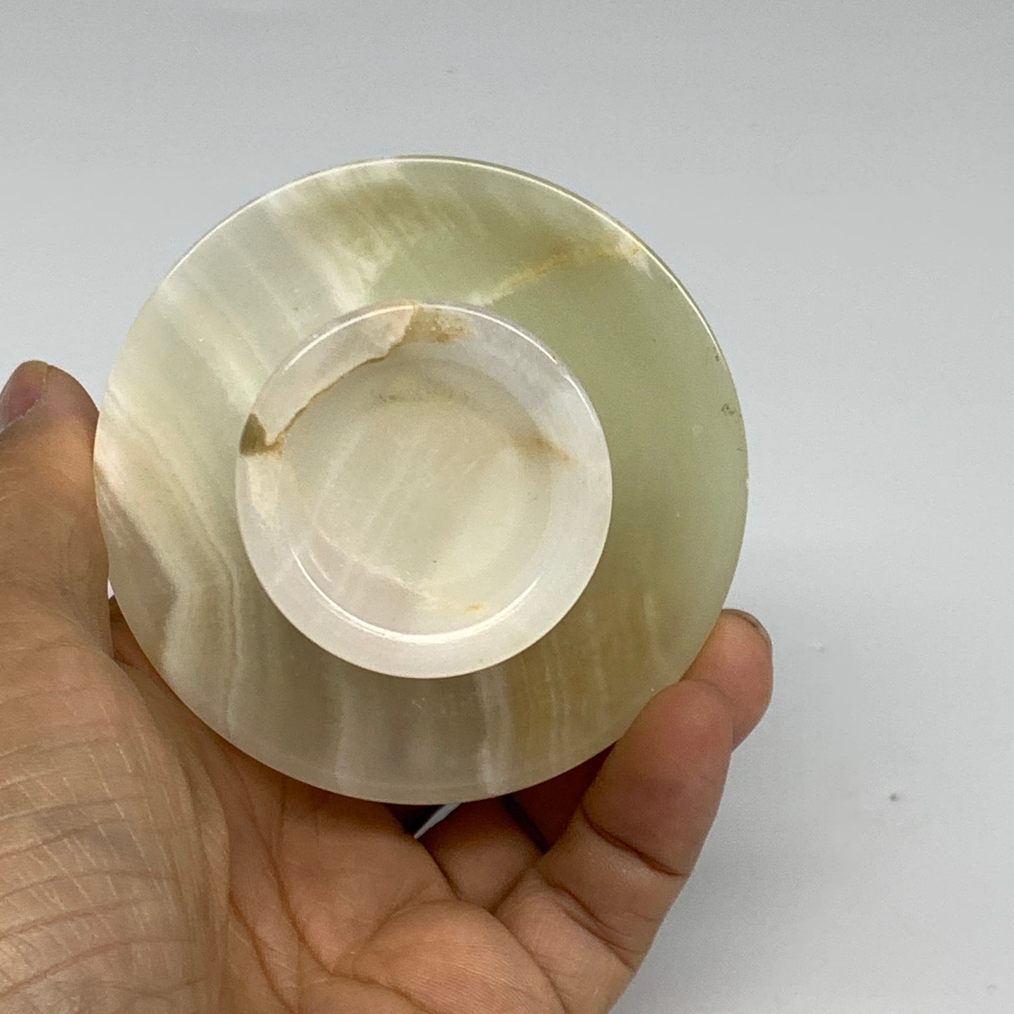 181g, 2.6"x1.4"x2.9", Natural Green Onyx Candle Holder Gemstone Carved, B32229