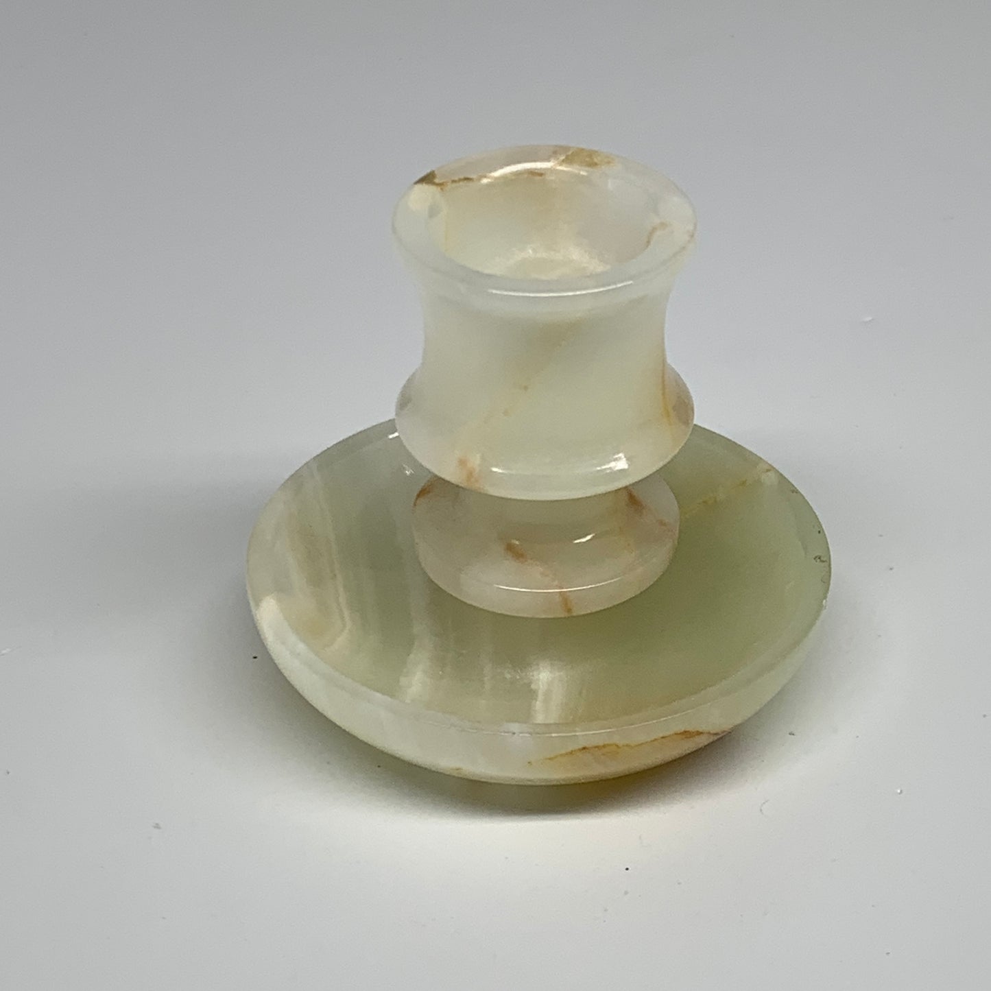 181g, 2.6"x1.4"x2.9", Natural Green Onyx Candle Holder Gemstone Carved, B32229