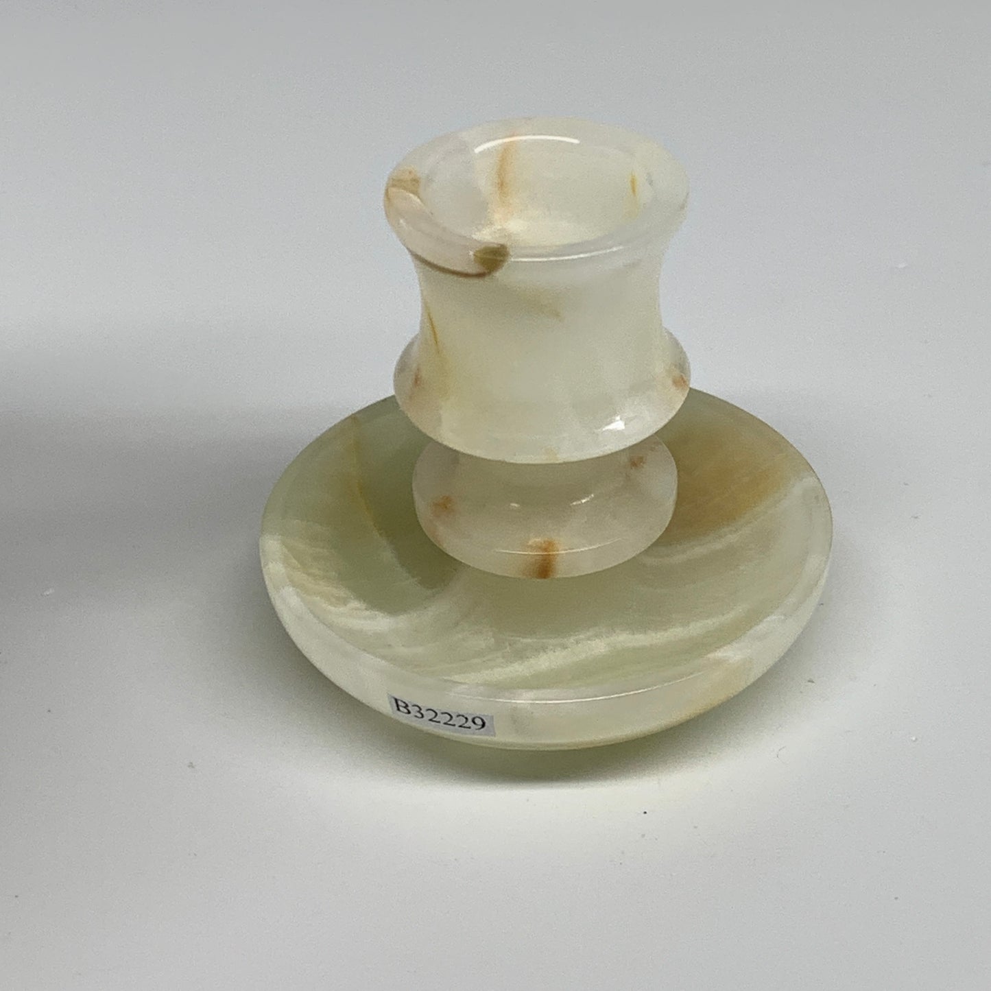 181g, 2.6"x1.4"x2.9", Natural Green Onyx Candle Holder Gemstone Carved, B32229