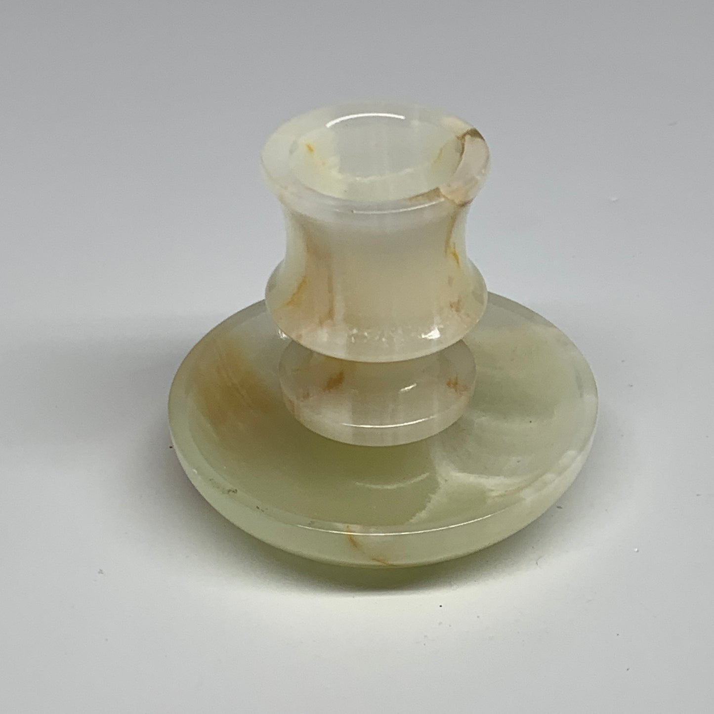 181g, 2.6"x1.4"x2.9", Natural Green Onyx Candle Holder Gemstone Carved, B32229