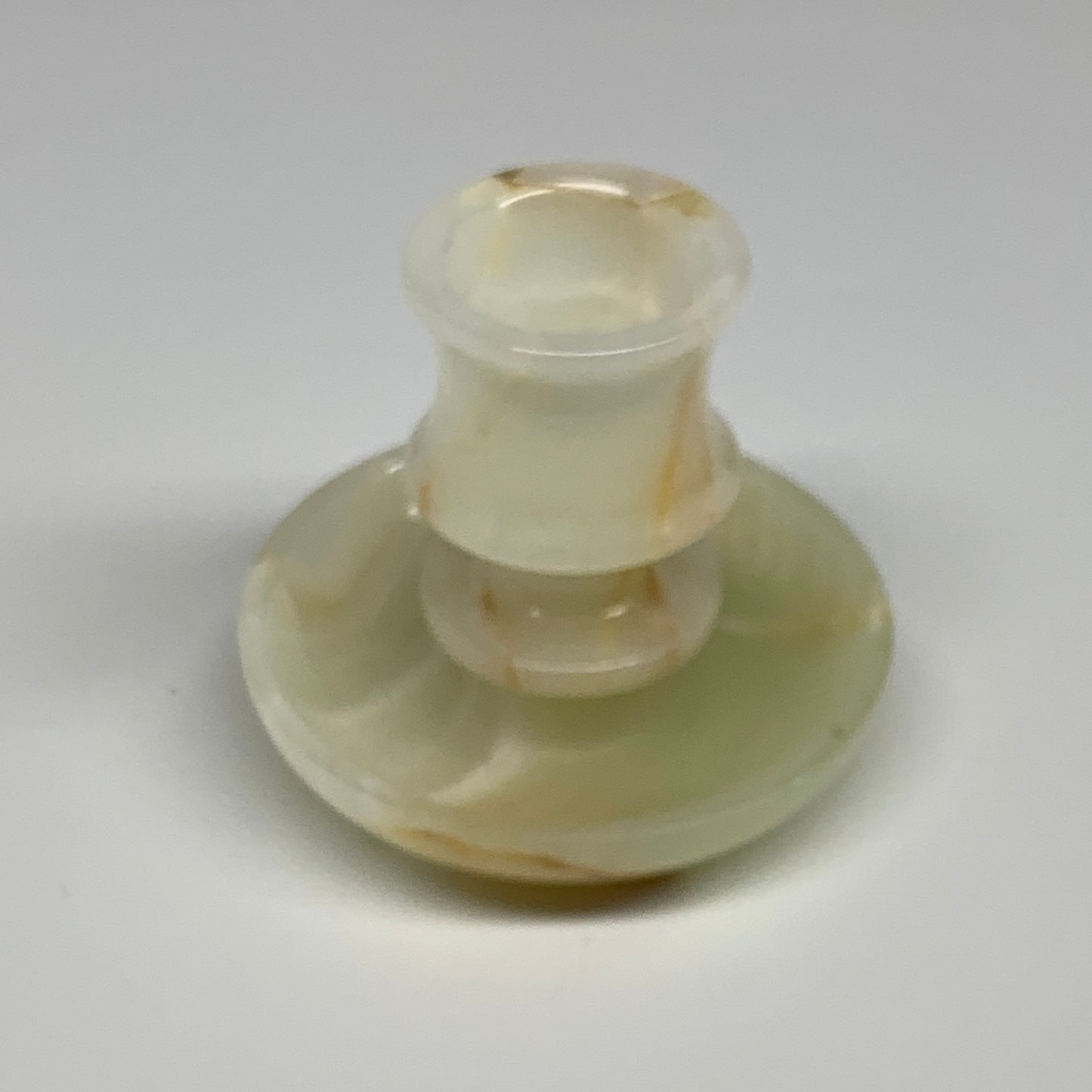 181g, 2.6"x1.4"x2.9", Natural Green Onyx Candle Holder Gemstone Carved, B32229