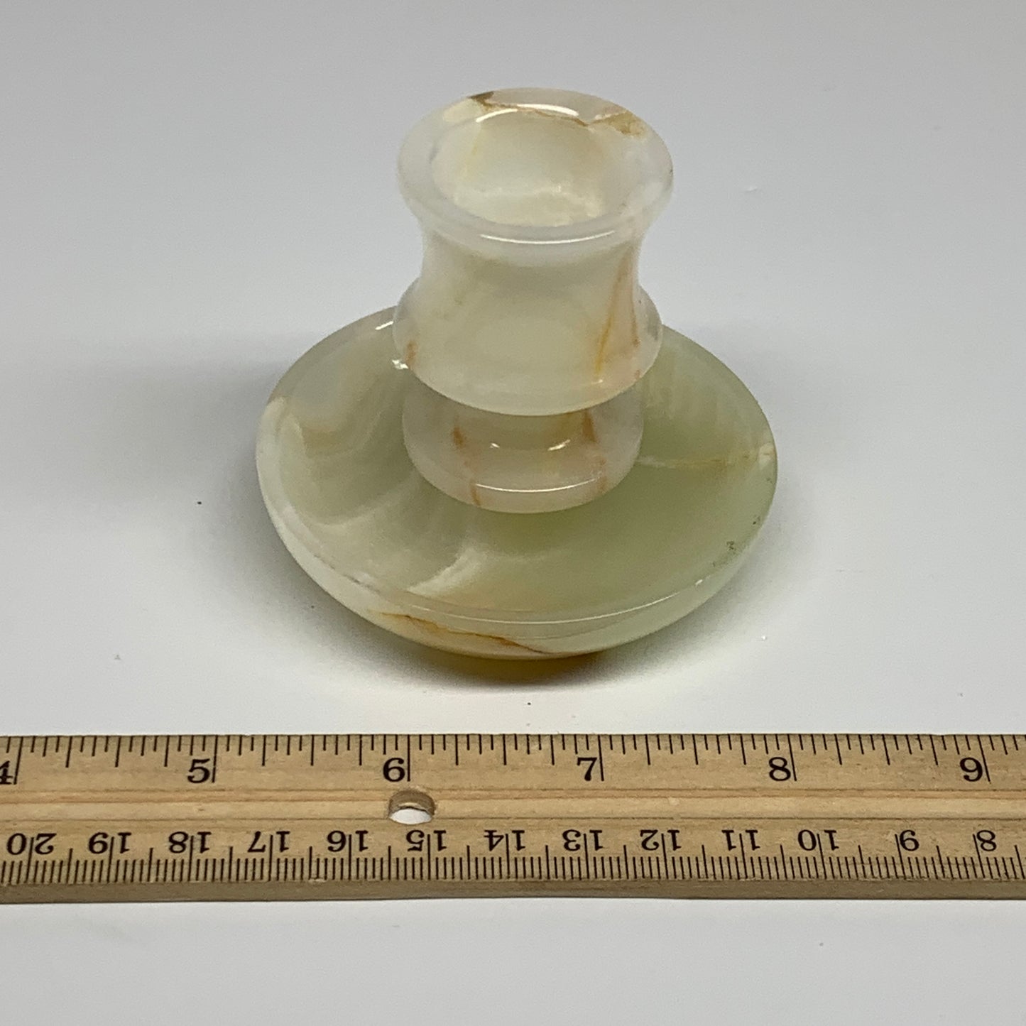 181g, 2.6"x1.4"x2.9", Natural Green Onyx Candle Holder Gemstone Carved, B32229