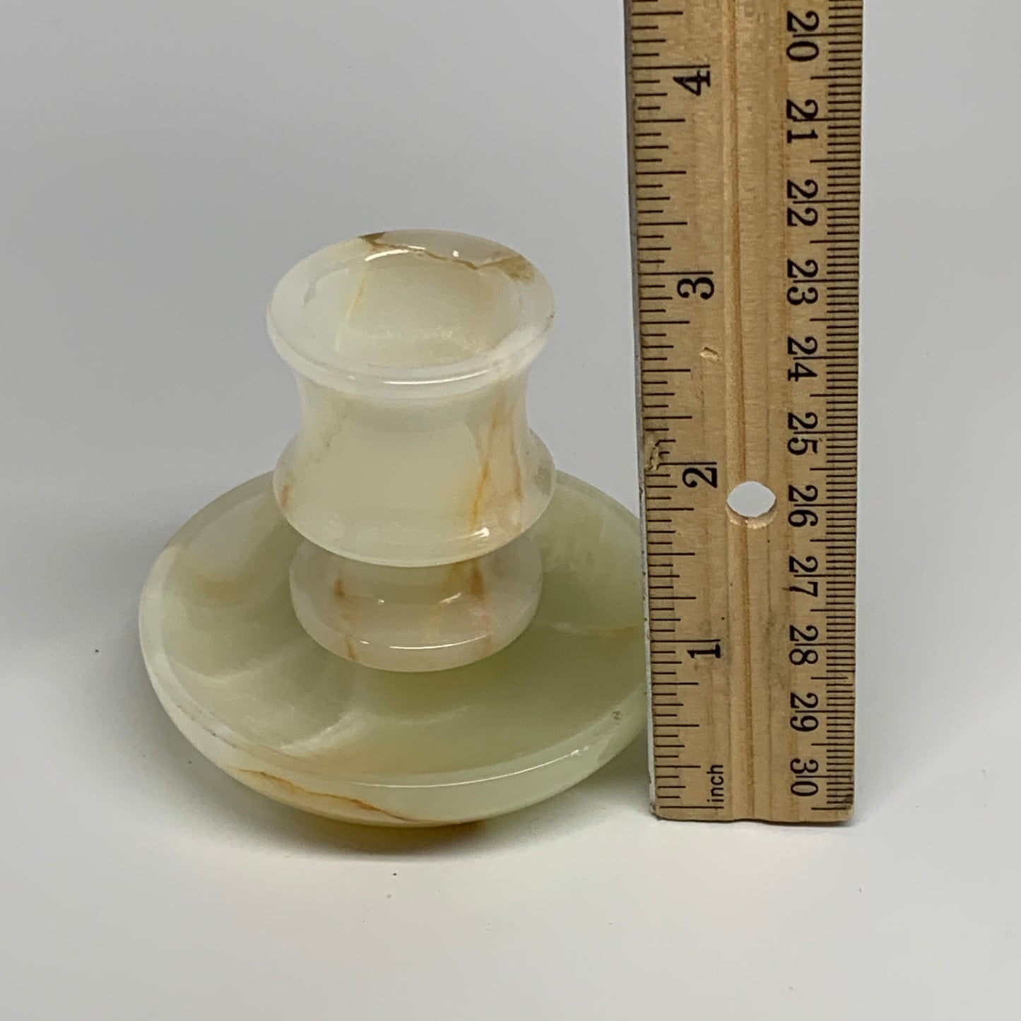 181g, 2.6"x1.4"x2.9", Natural Green Onyx Candle Holder Gemstone Carved, B32229