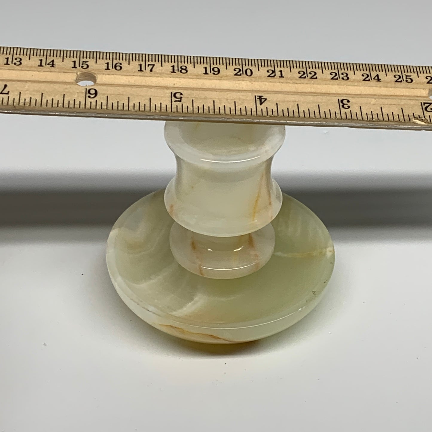 181g, 2.6"x1.4"x2.9", Natural Green Onyx Candle Holder Gemstone Carved, B32229